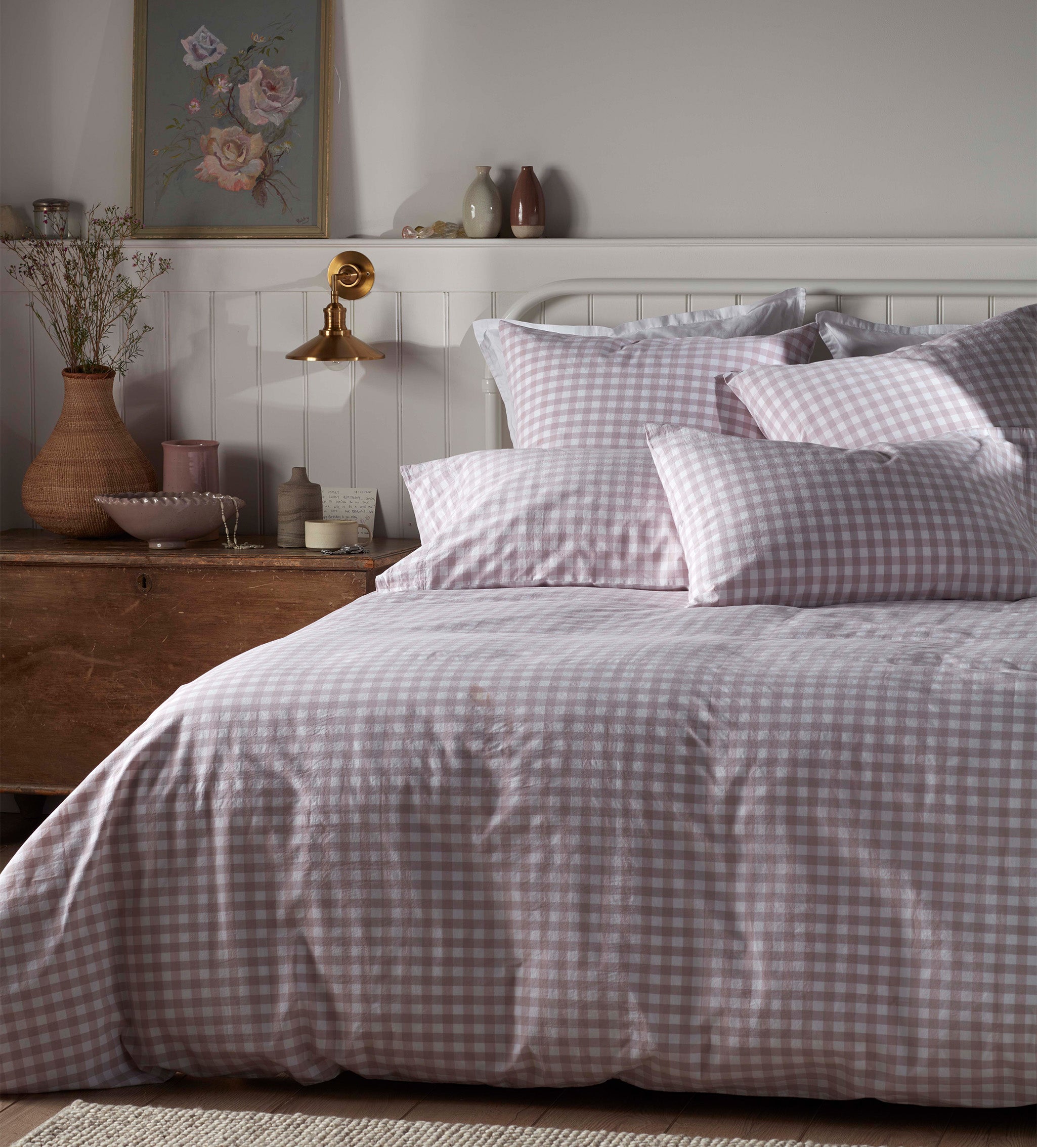 Vintage Rose Harriet Gingham 100% Organic Cotton Duvet Cover