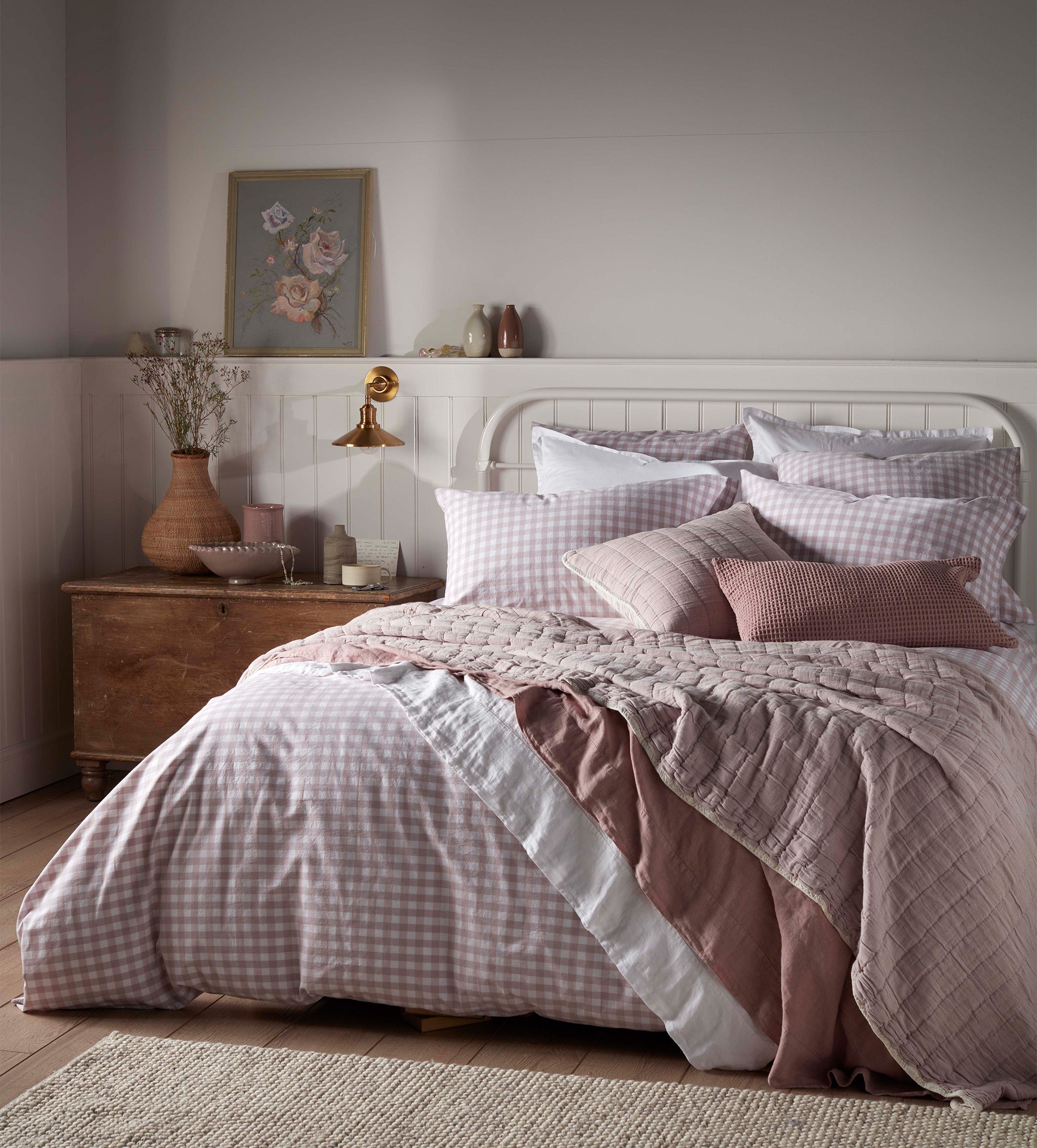Vintage Rose Harriet Gingham 100% Organic Cotton Bed Linen
