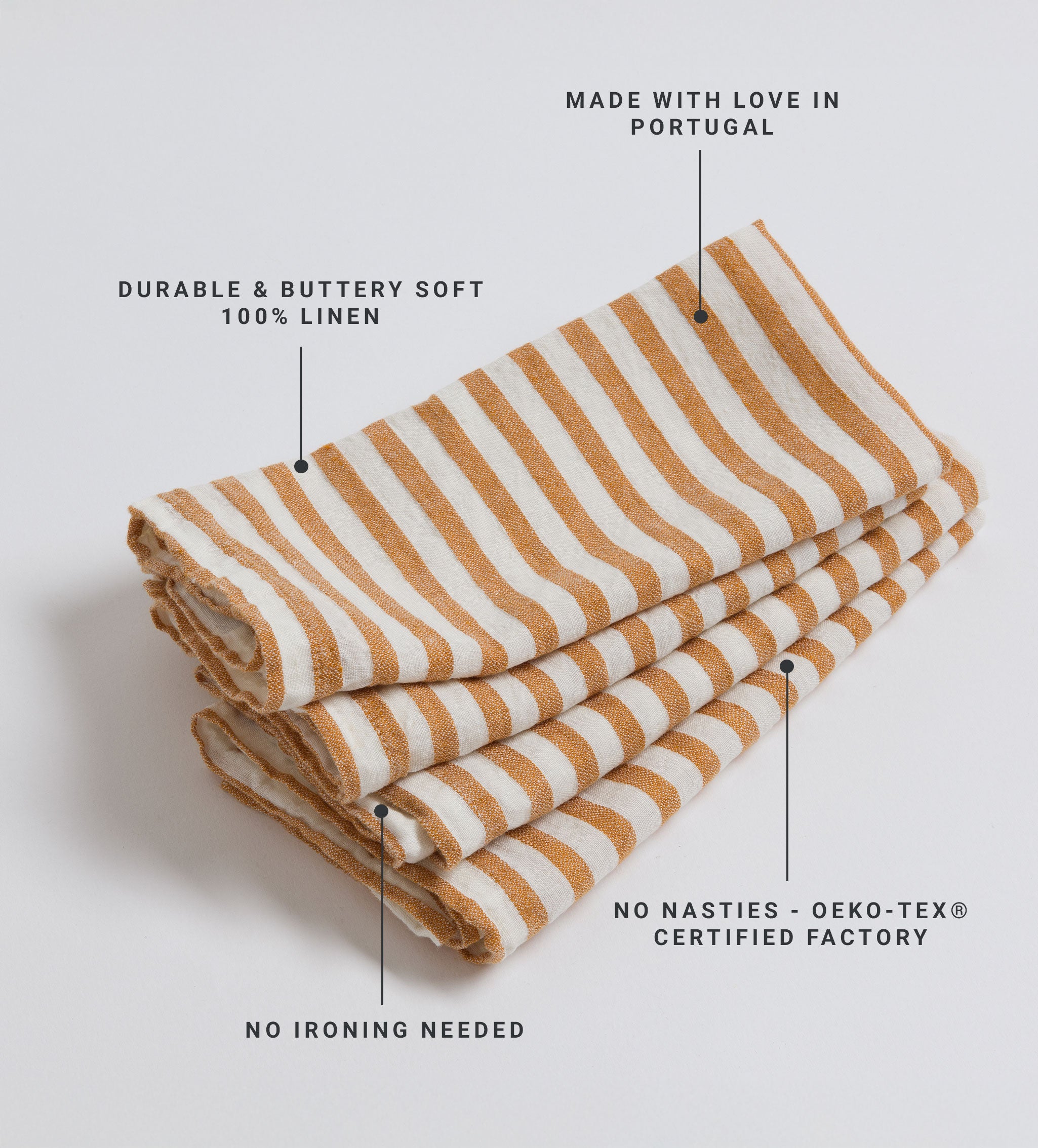 Amber Cora Mid Stripe 100% Linen Napkins - Set of 4
