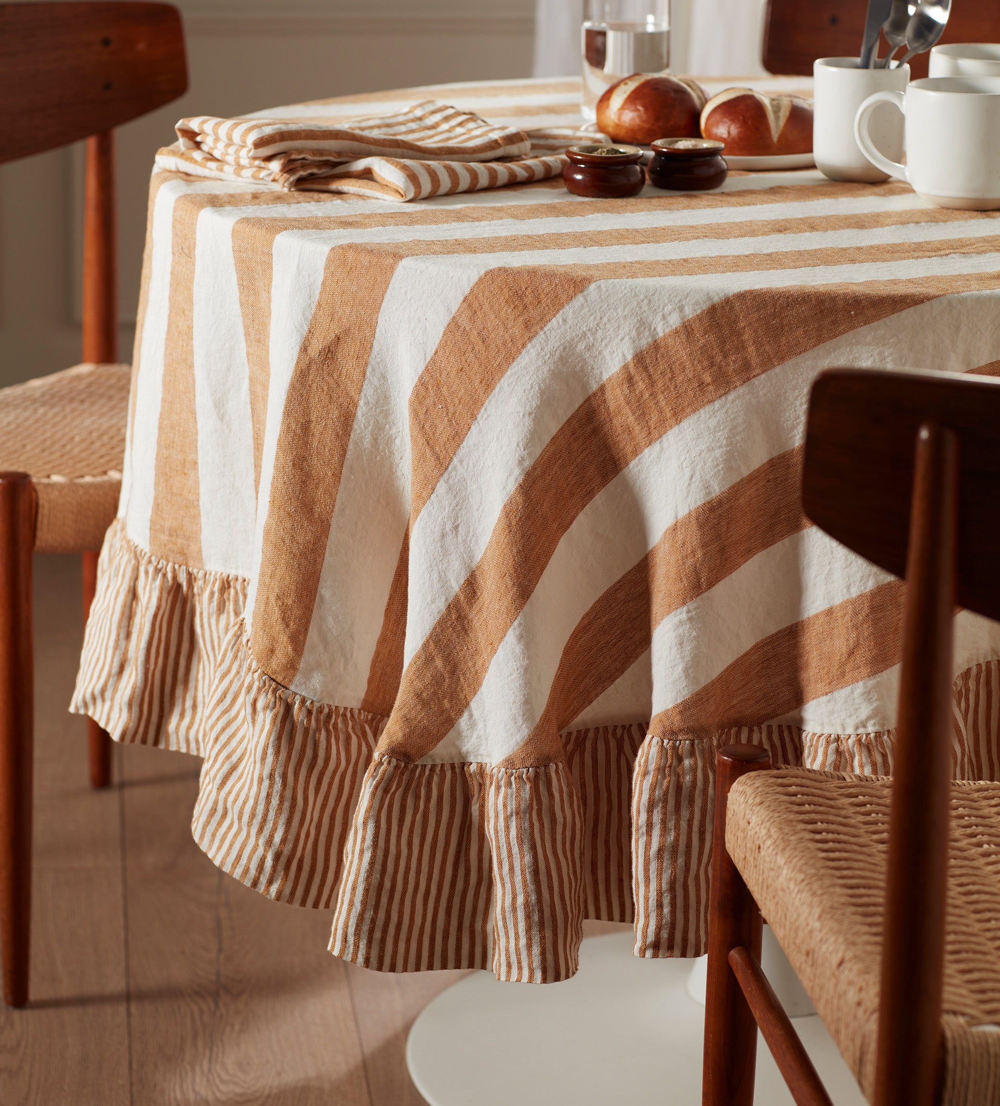 Amber Cora Wide Stripe 100 Linen Tablecloth Secret Linen Store