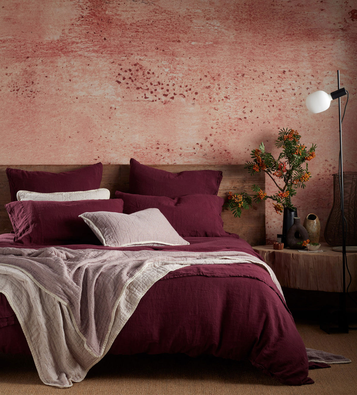 Beetroot 100% Linen Duvet Cover