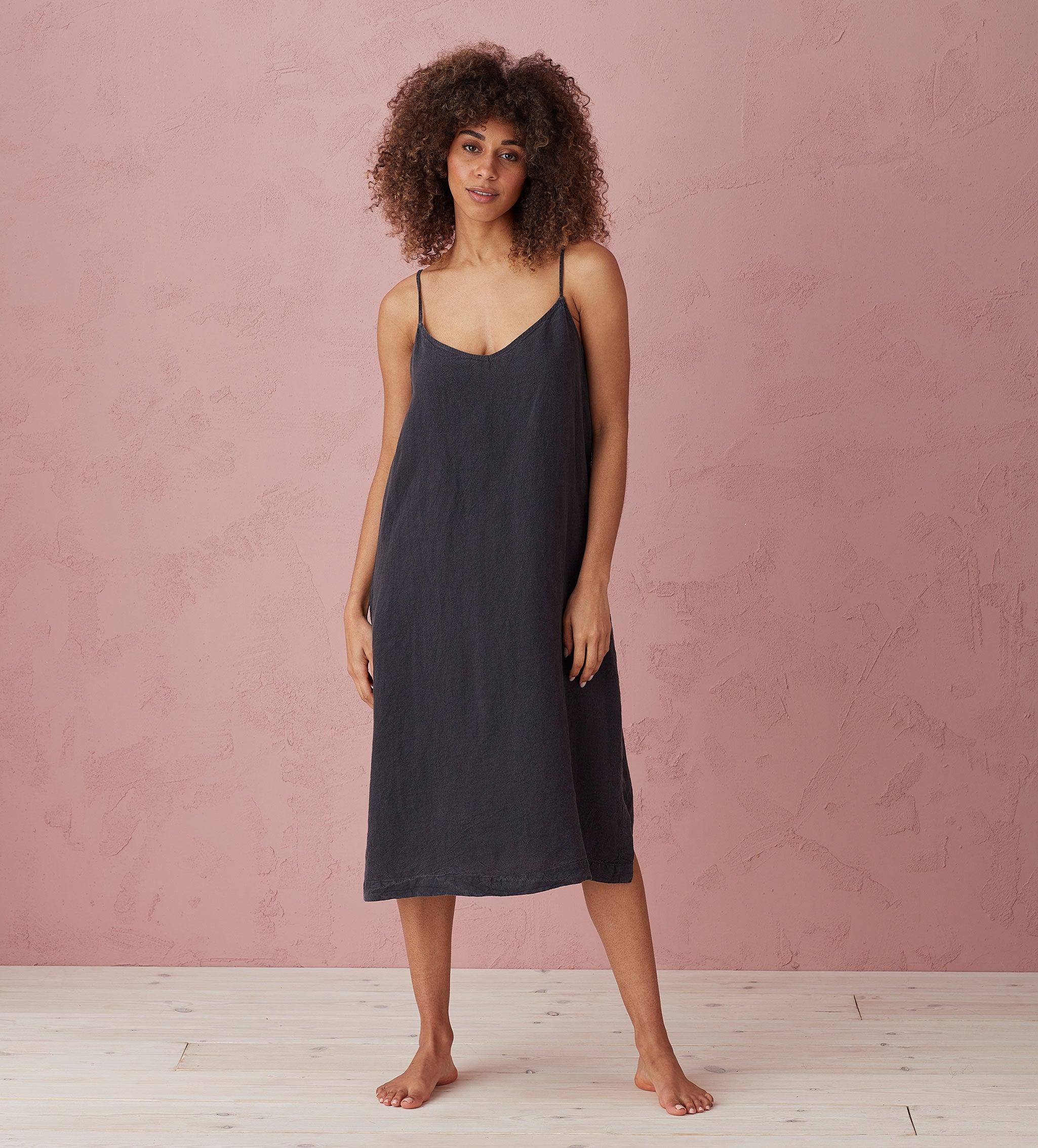 Graphite Alice 100 Linen Cami Nightie Secret Linen Store
