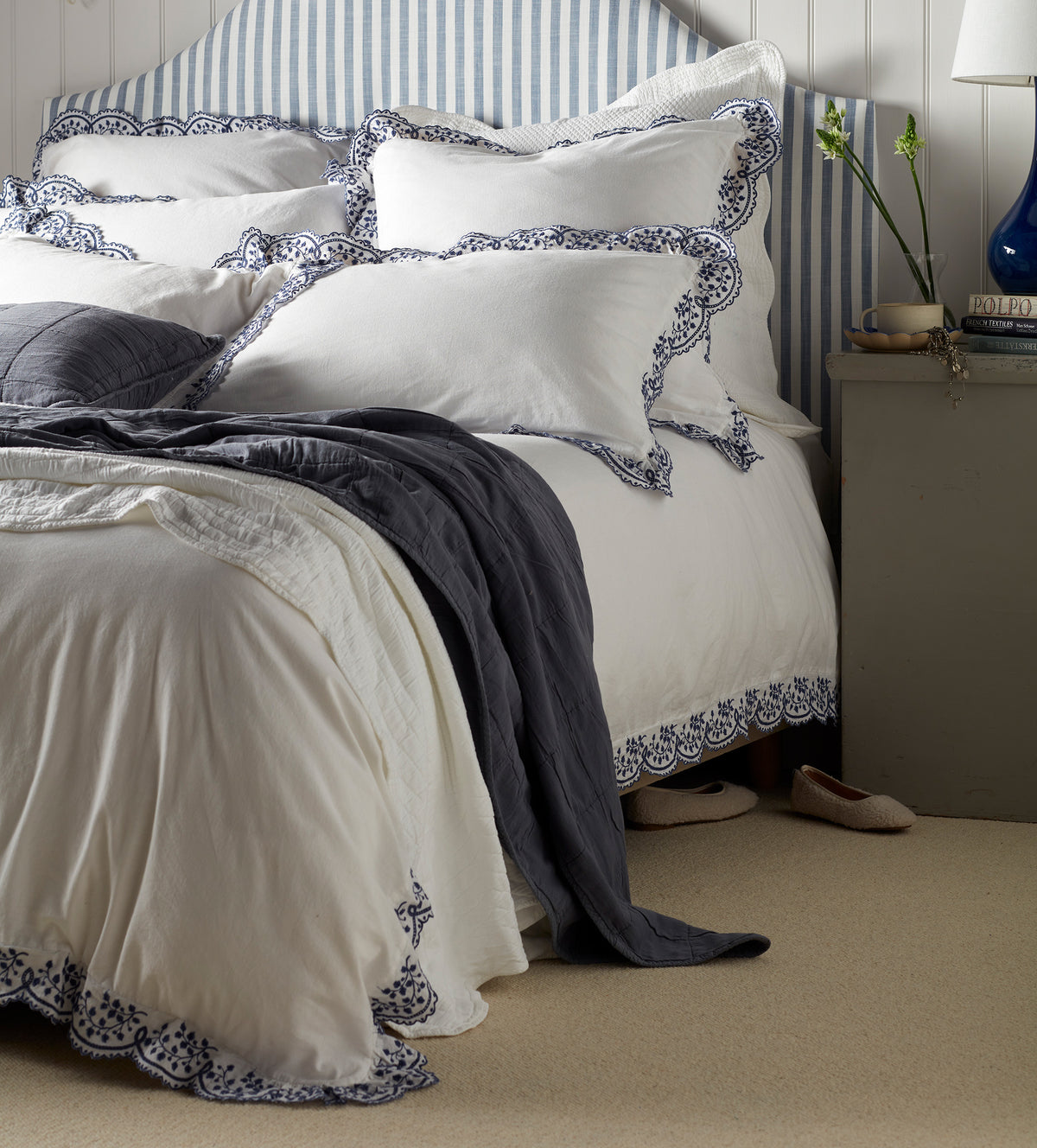 Blue Elsie Cotton Linen Duvet Cover
