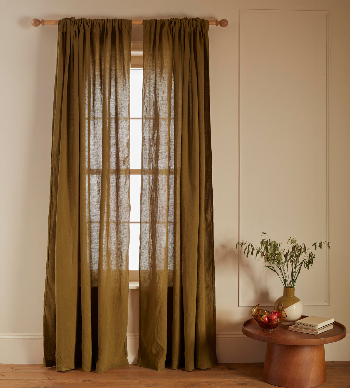Bronze 100% Linen Loop Top Curtain (Single)