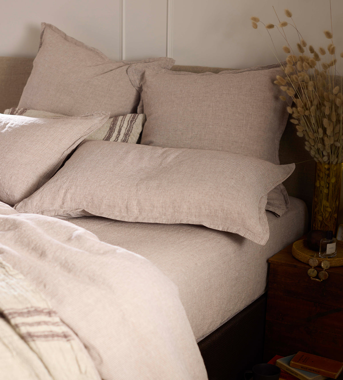 Conker Sid Stripe 100% Linen Pillowcase