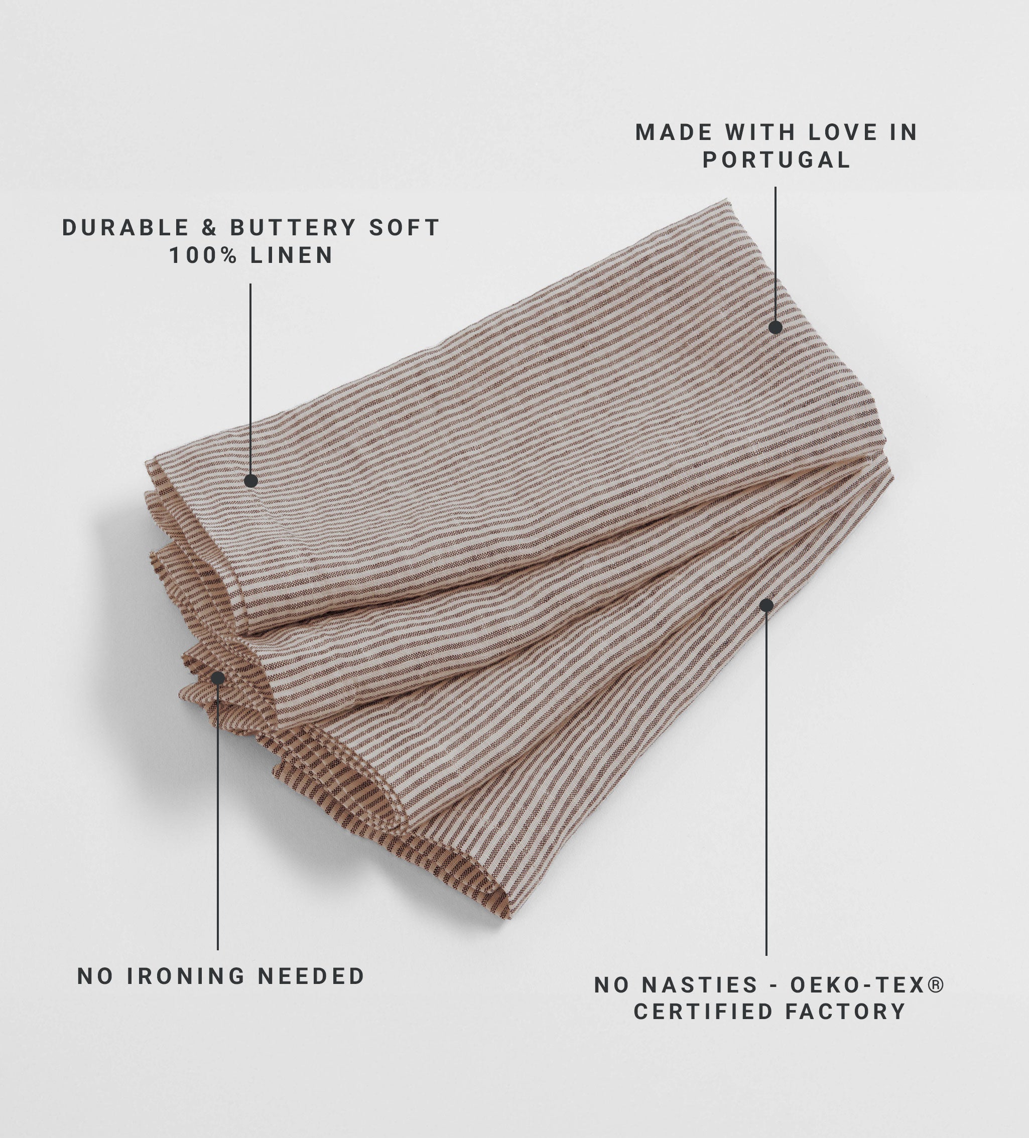 Conker Sid Stripe 100% Linen Napkins - Set of 4