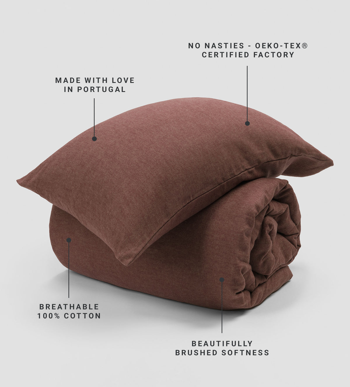Conker Henry Brushed 100% Organic Cotton Pillowcase