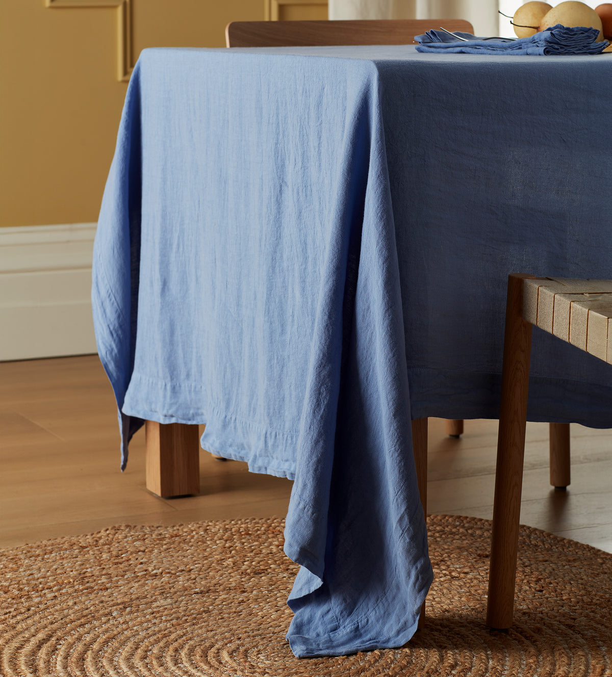 Cornflower Blue 100% Linen Tablecloth