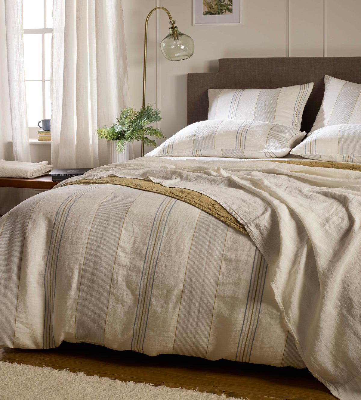 Cream Sophie Stripe 100% Linen Bed Linen