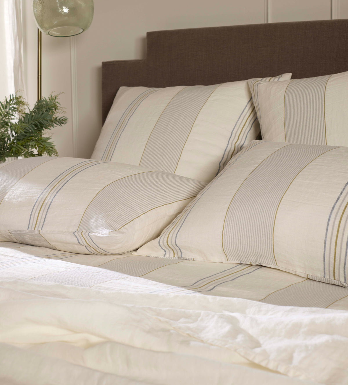 Cream Sophie Stripe 100% Linen Pillowcase