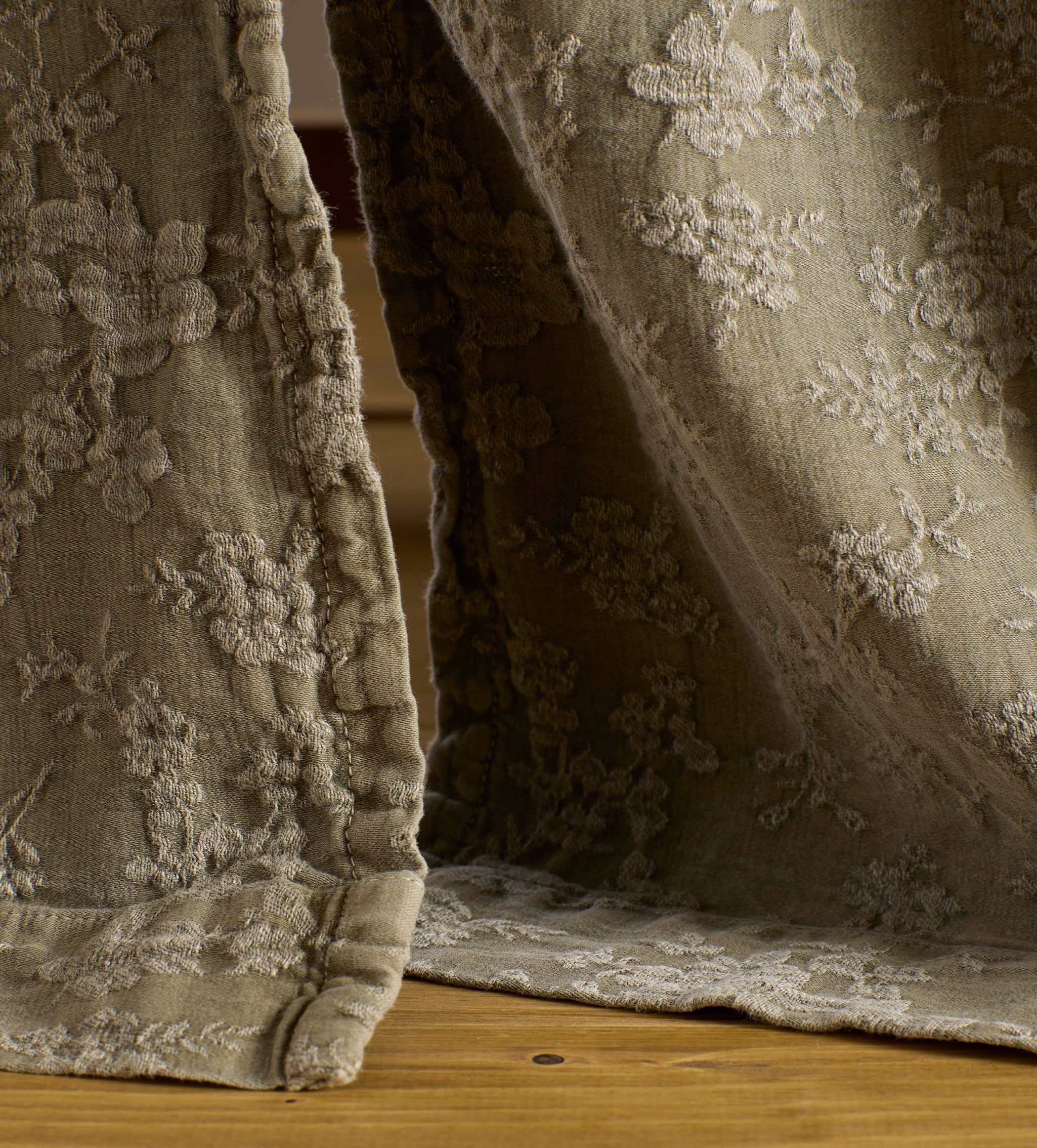 Dark Olive Claudia Cotton Linen Loop Top Curtain (Single)