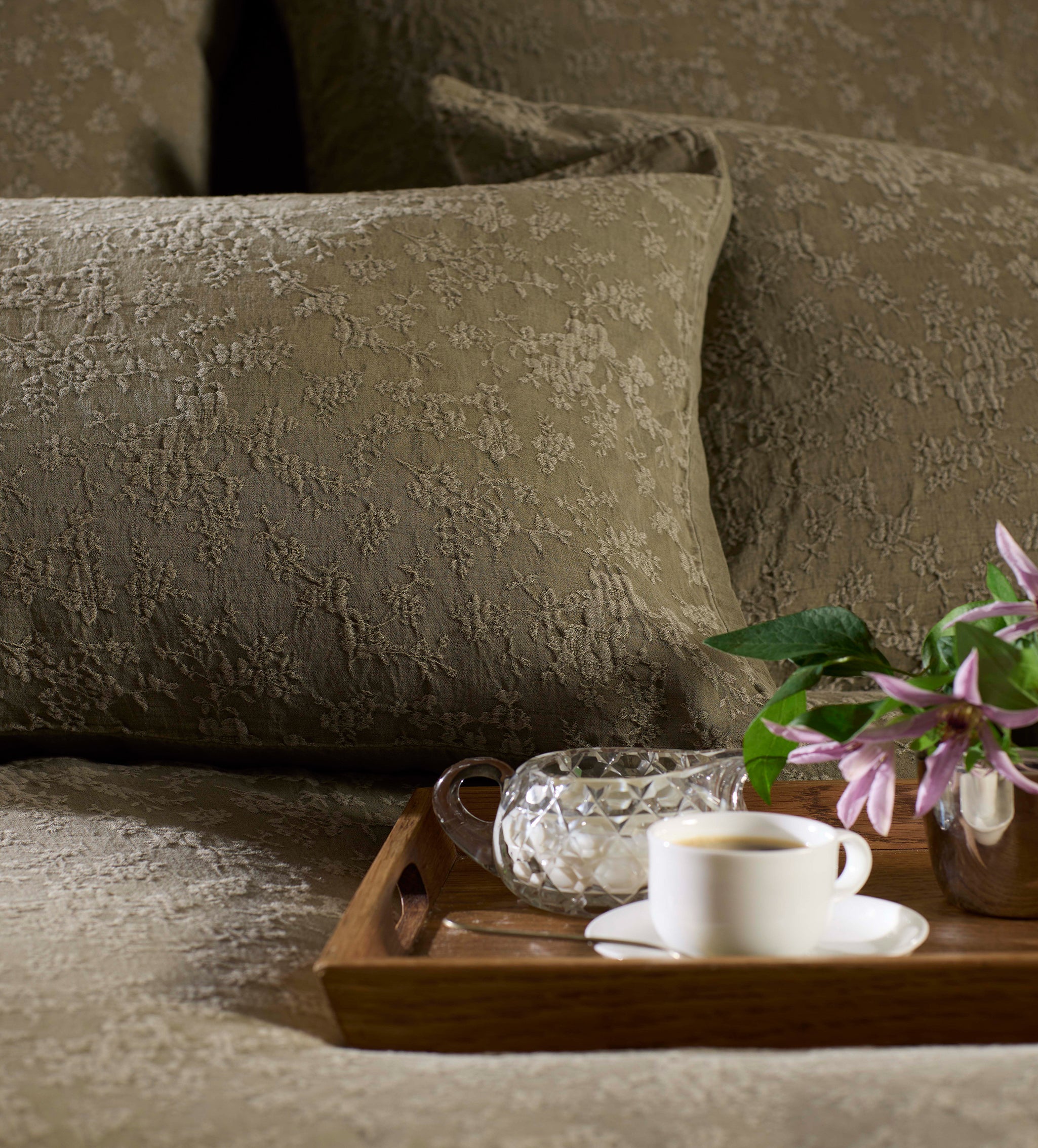 Dark Olive Claudia Cotton Linen Bed Linen