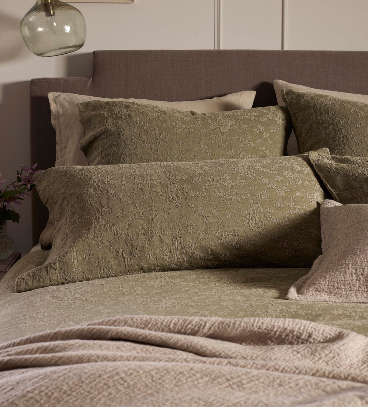 Dark Olive Claudia Cotton Linen Pillowcase