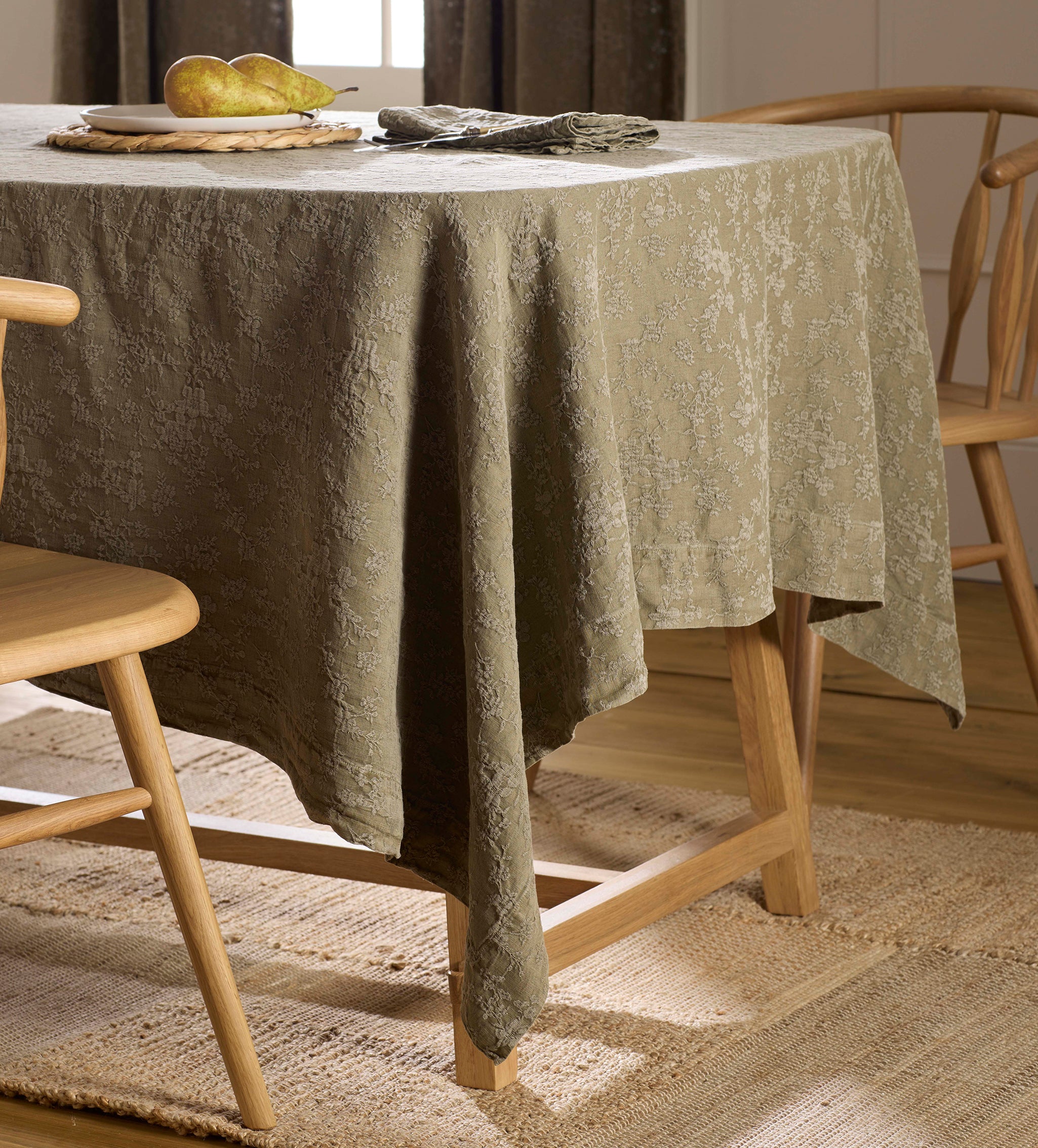 Dark Olive Claudia Cotton Linen Tablecloth