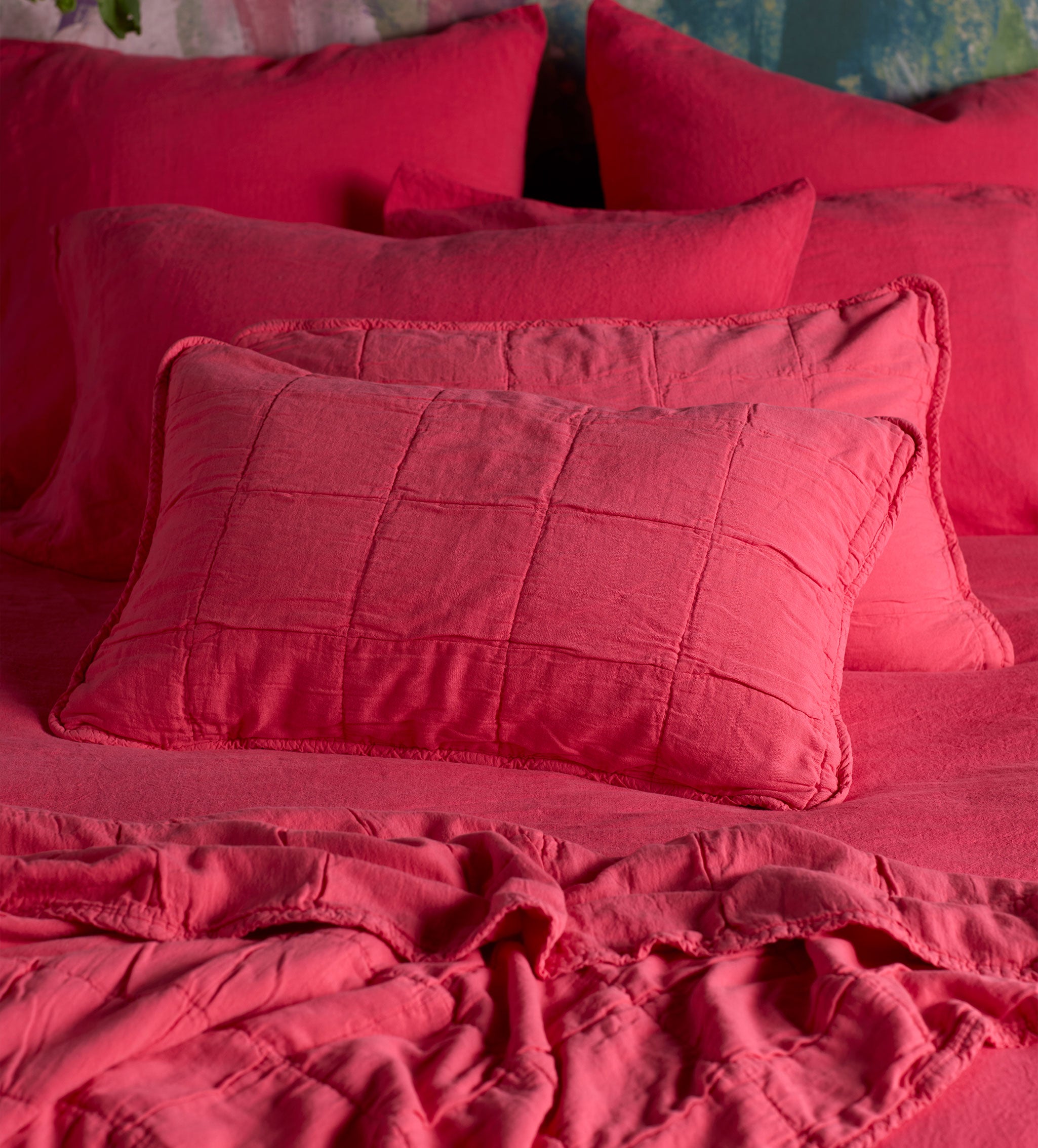 Hot Pink Finn 100 Cotton Quilted Cushion Cover Secret Linen Store