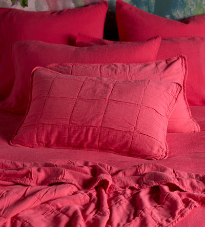 Hot Pink Finn 100% Cotton Quilted Cushion Cover and Throw