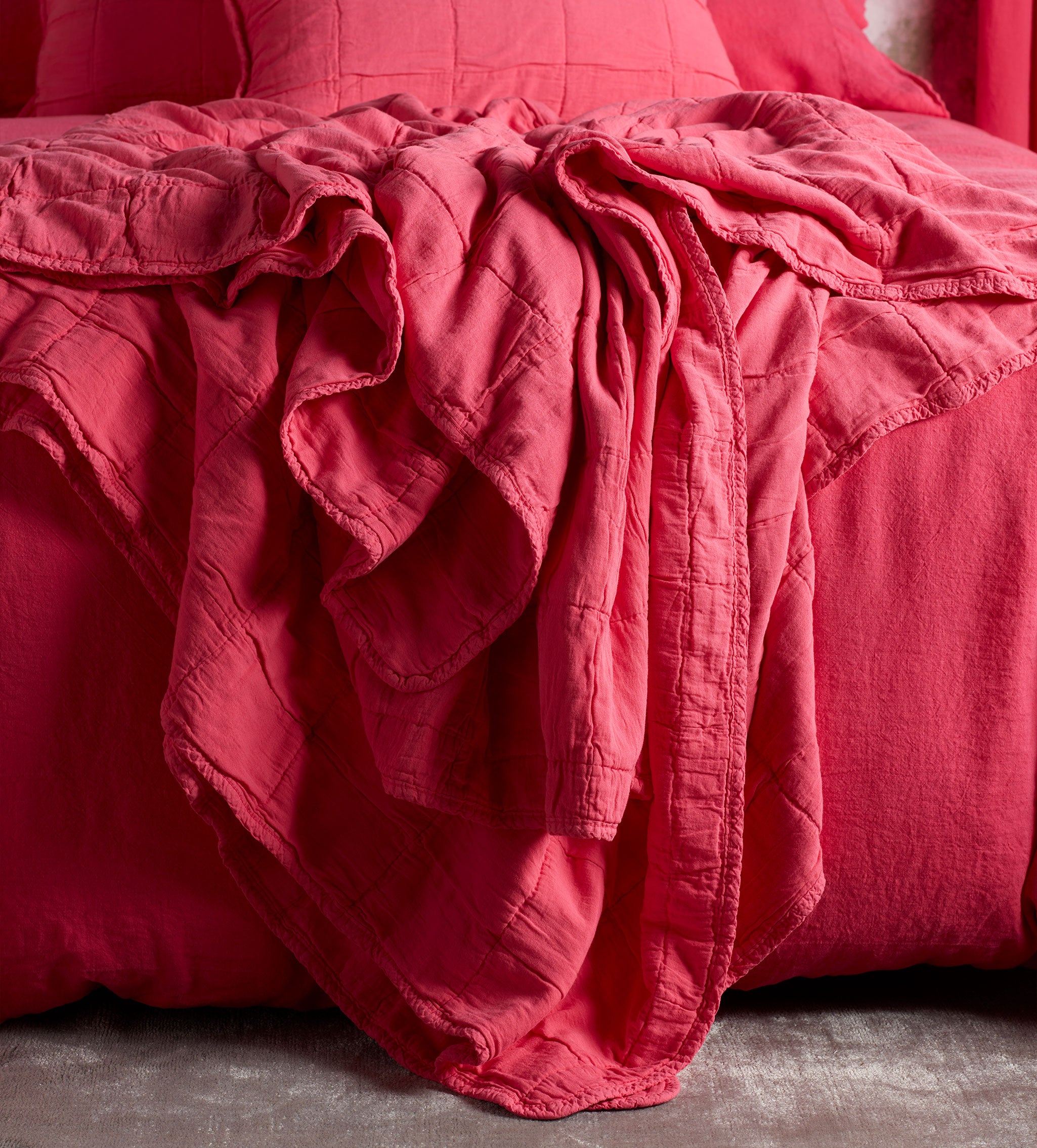 Hot Pink Finn 100 Cotton Quilted Throw Secret Linen Store
