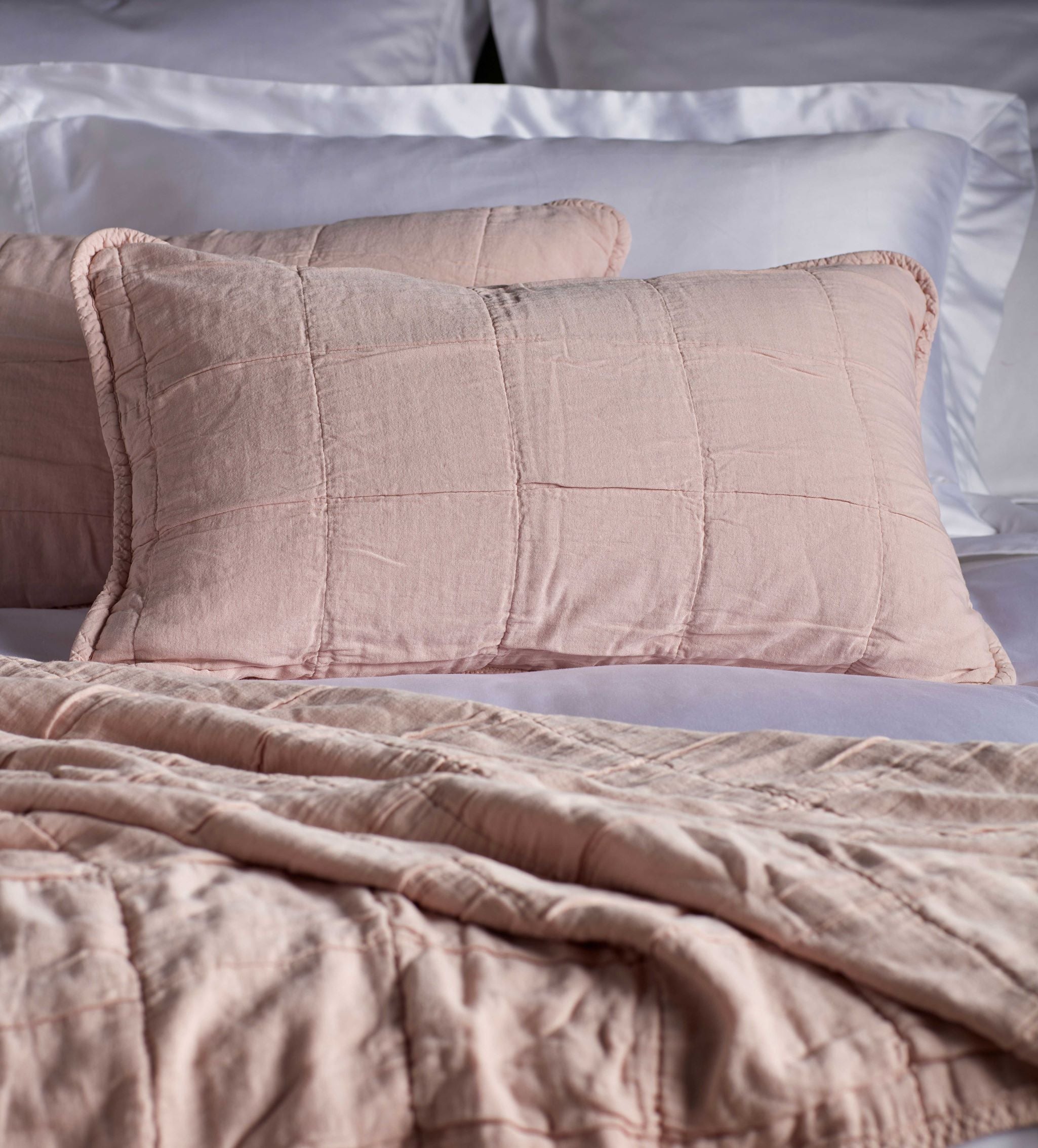 Blush Pink Finn 100% Cotton Quilted Cushion Cover