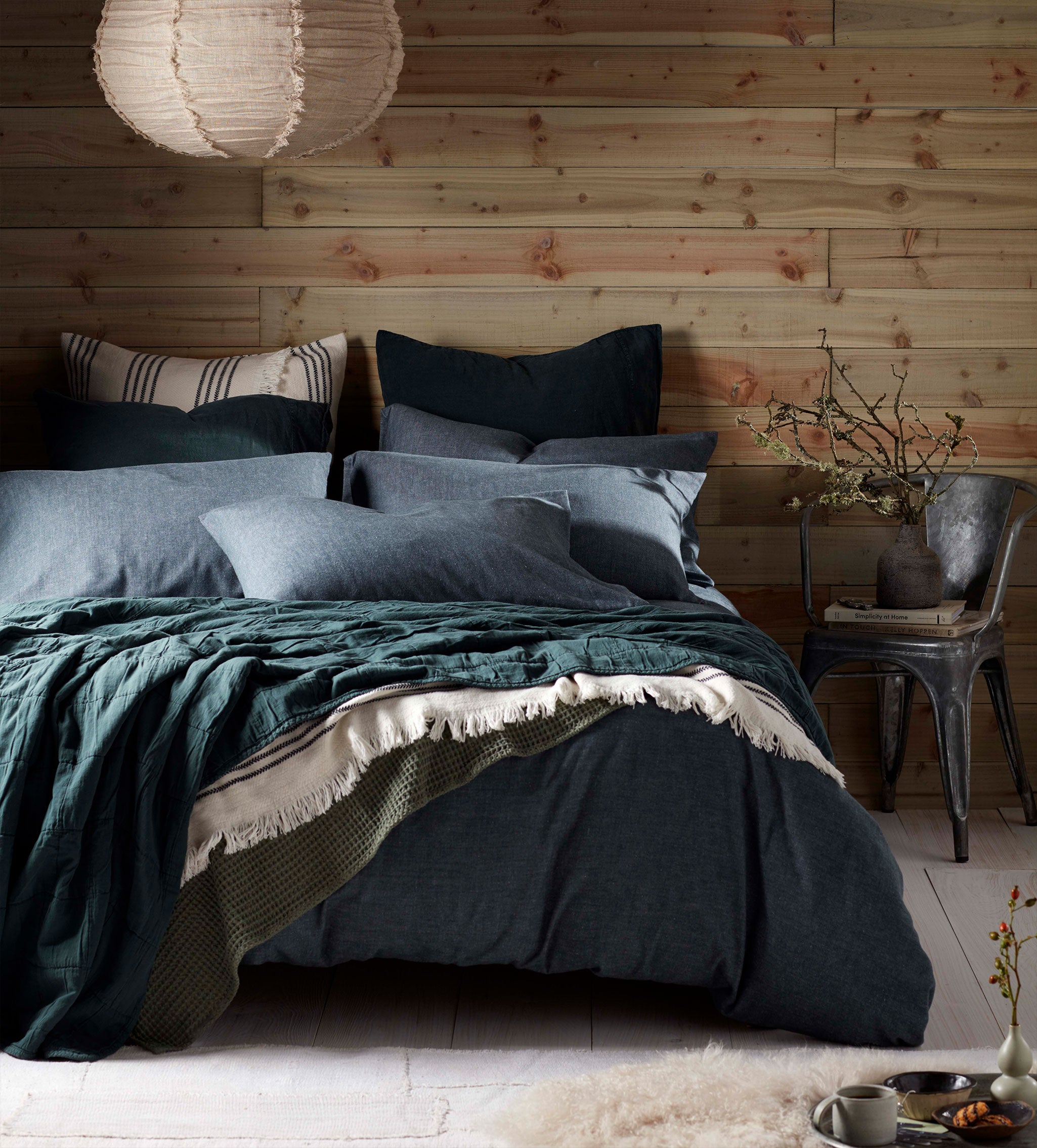 Darkest Spruce Henry Brushed Organic Cotton Bed Linen Set Secret