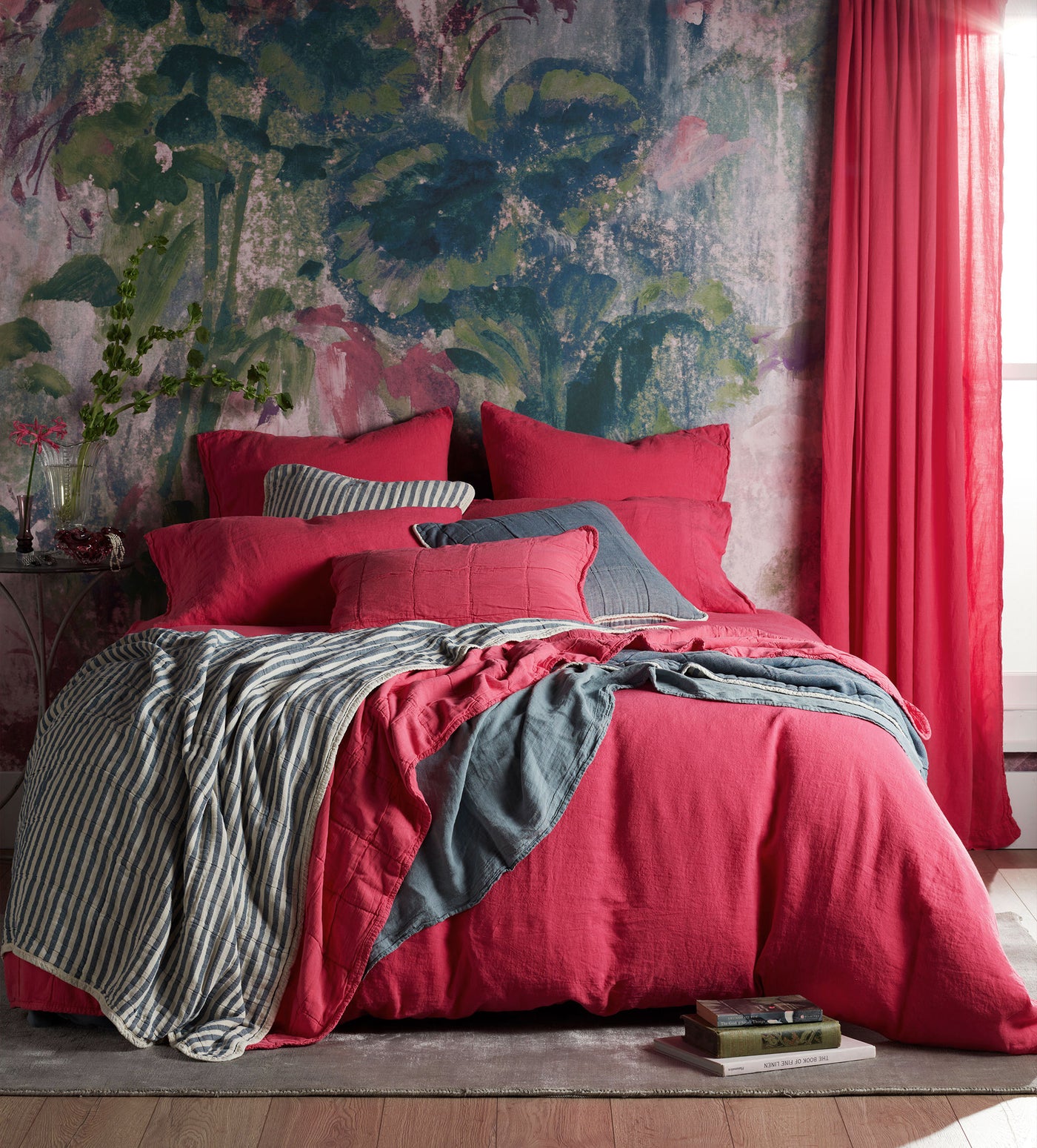 Hot Pink 100% Linen Housewife Pillowcase