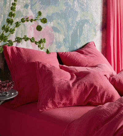 Hot Pink 100% Linen Housewife Pillowcase