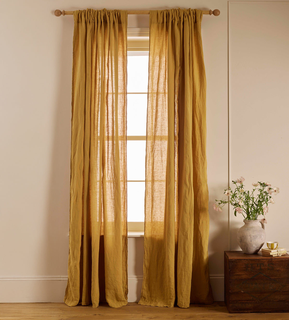 Honey 100% Linen Loop Top Curtains (Single)