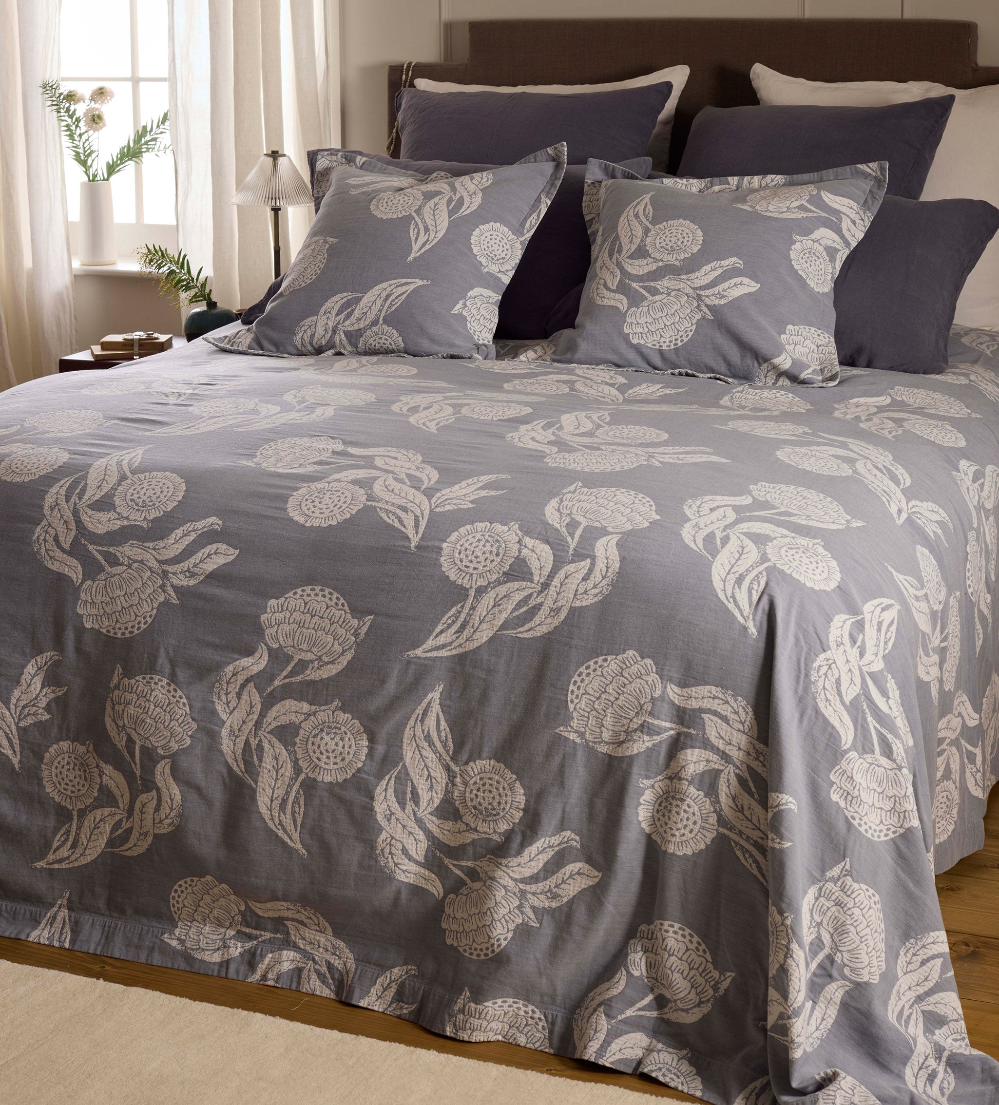 French Blue Iona 100% Cotton Cushion Cover