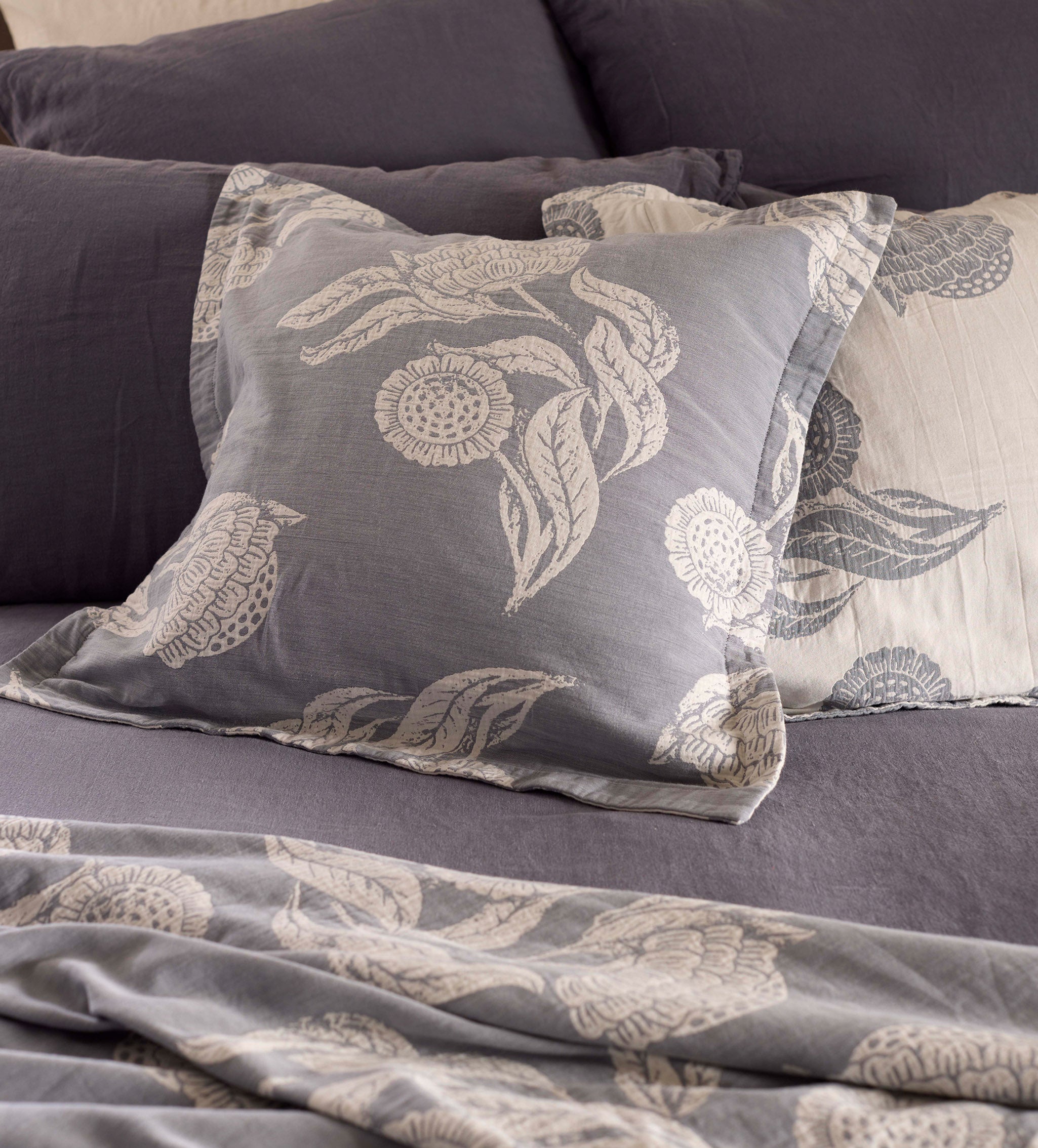 French Blue Iona 100% Cotton Cushion Cover