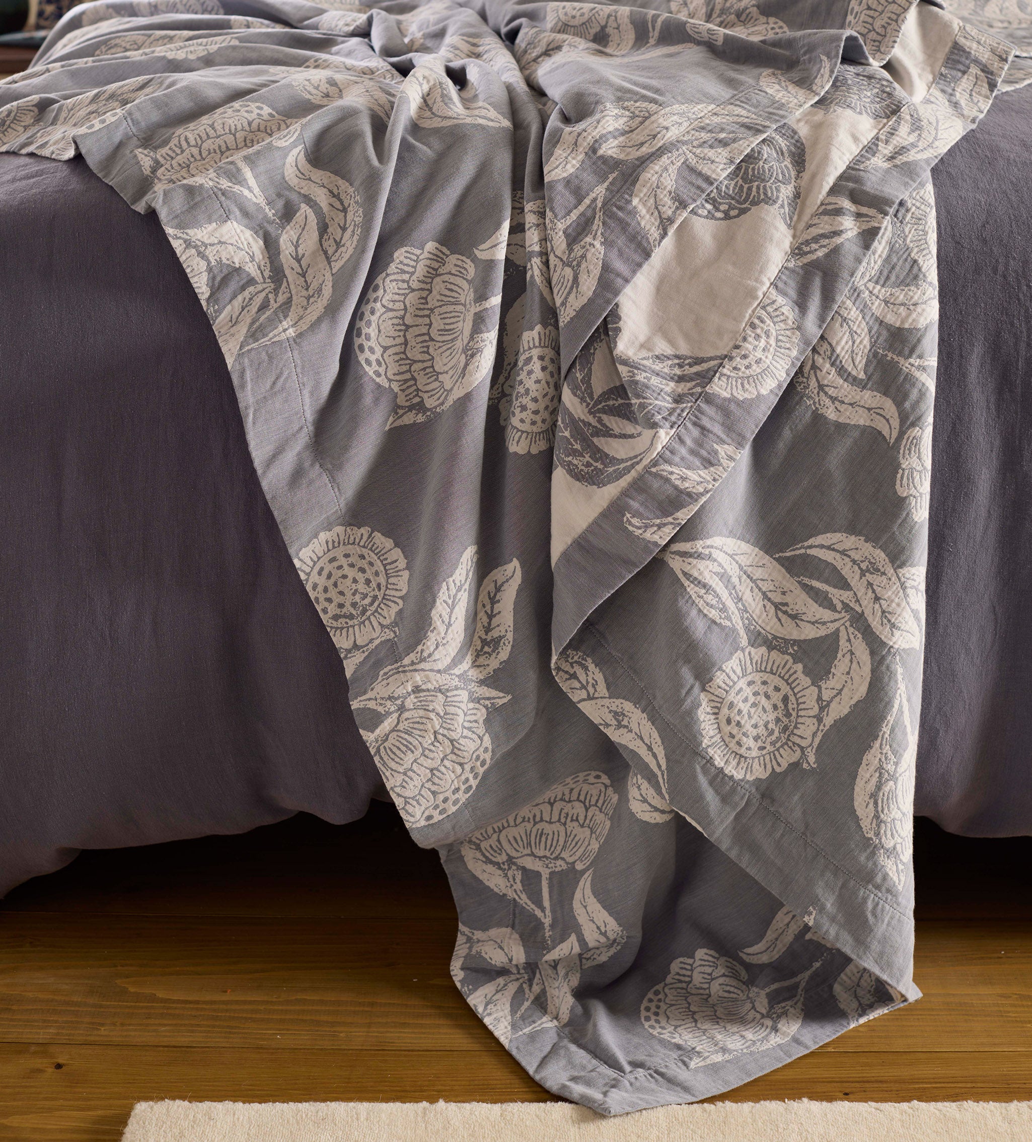 French Blue Iona Jacquard 100% Cotton Throw