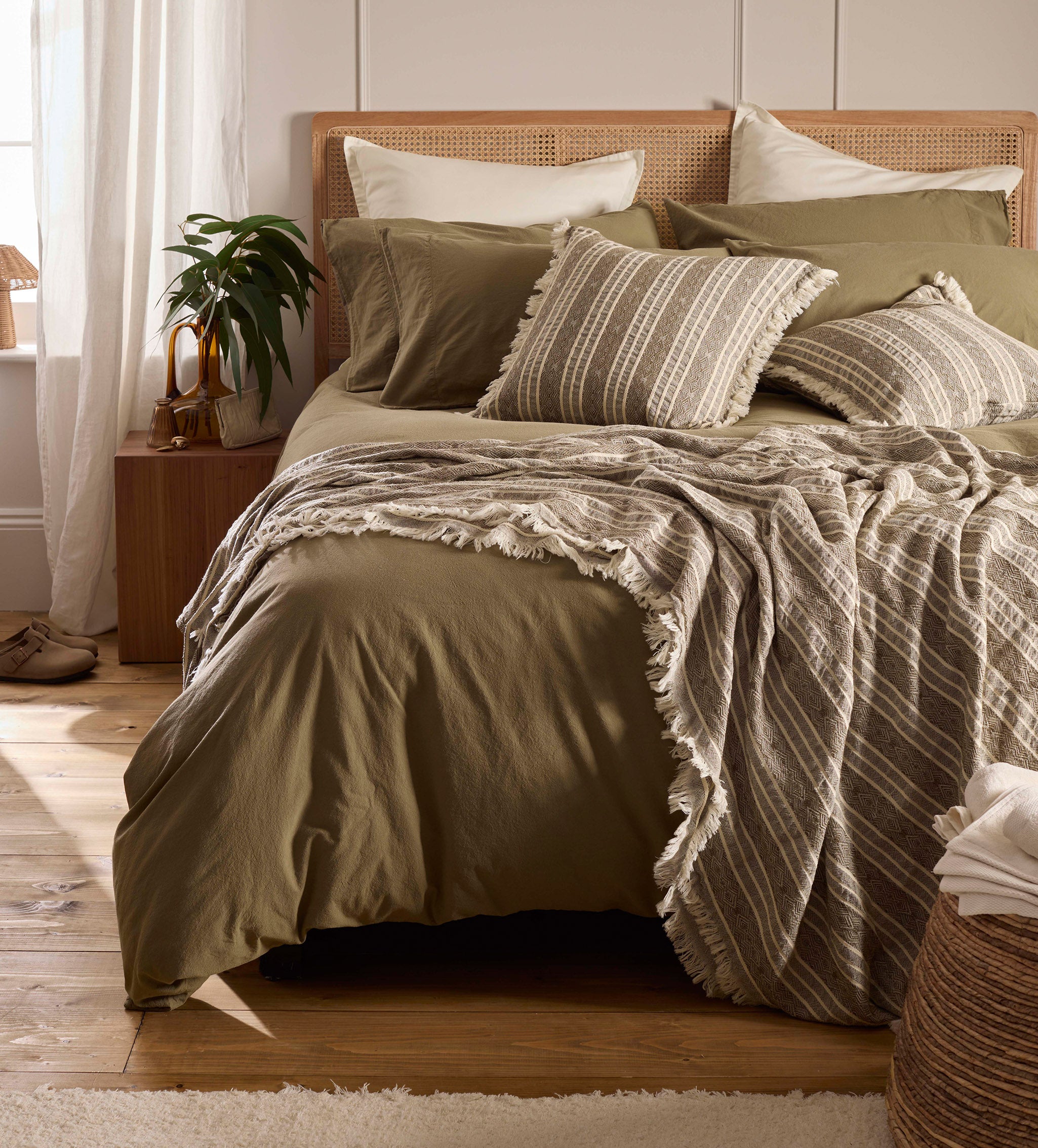 Khaki Green 100% Organic Cotton Duvet Cover