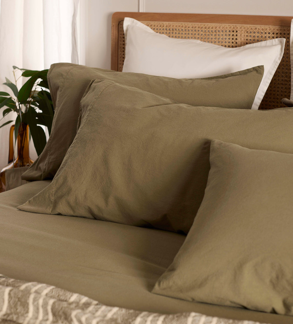 Khaki Green Simply Organic Cotton Pillowcase