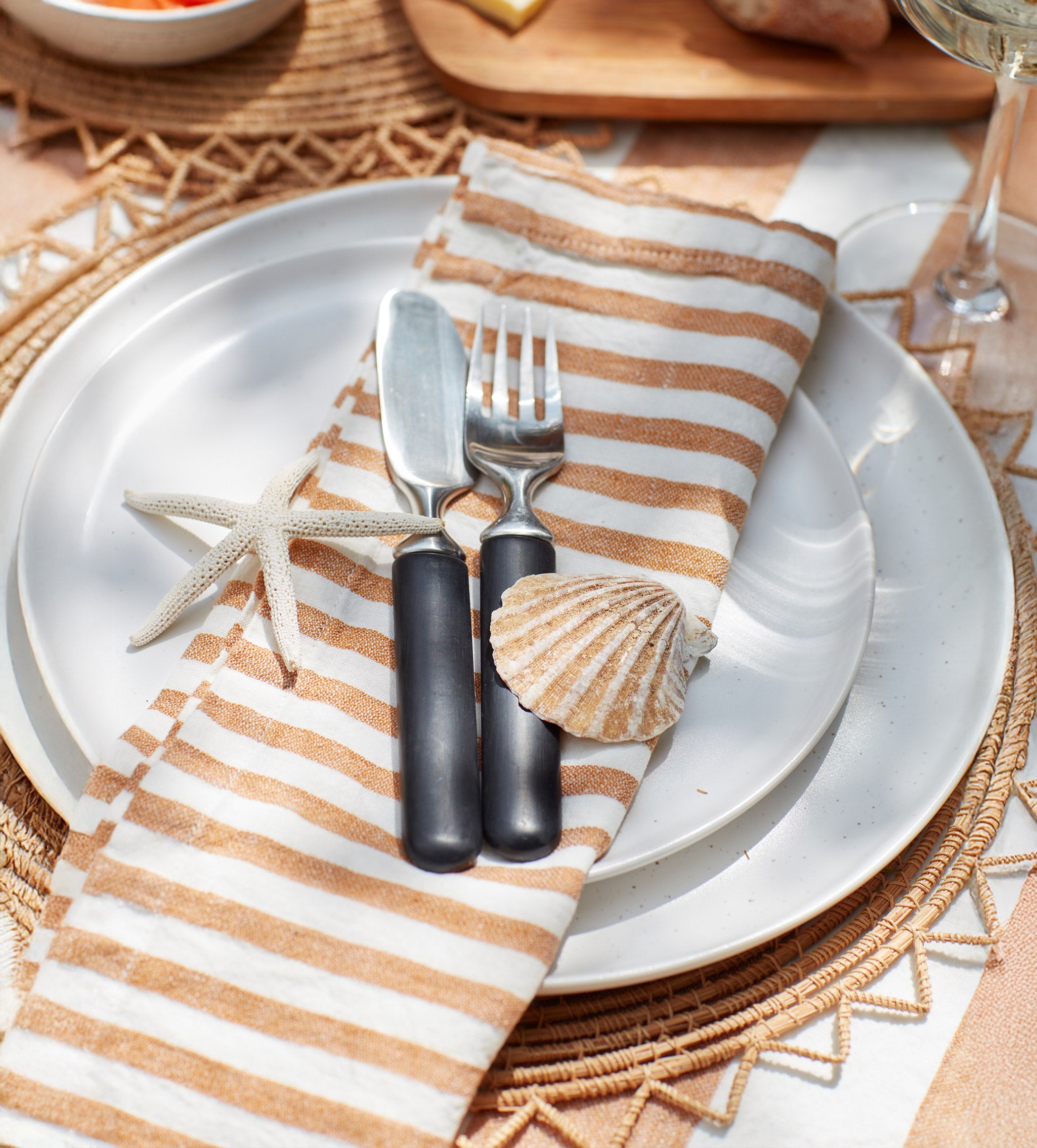 Amber Cora Mid Stripe 100% Linen Napkins - Set of 4