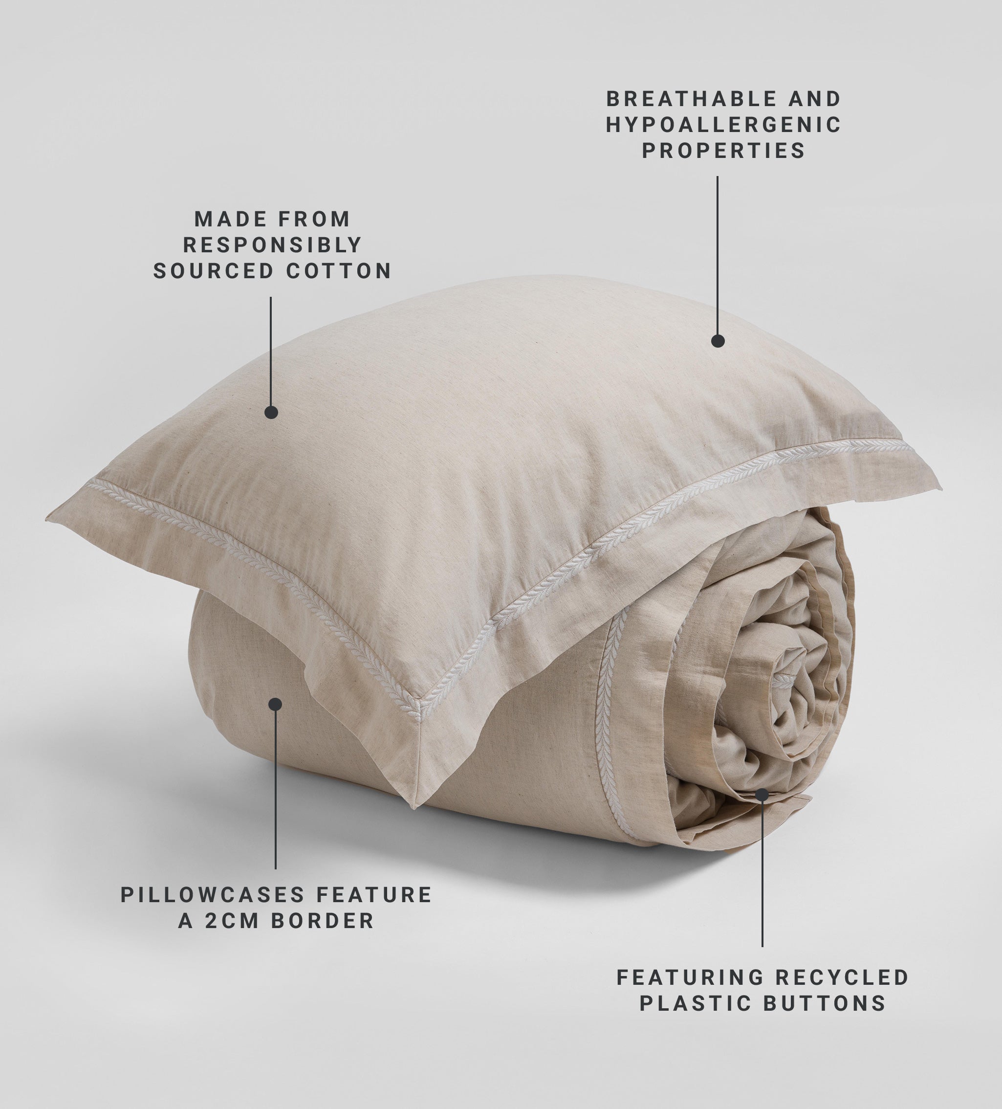 Natural Charlotte Cotton Linen Bed Linen