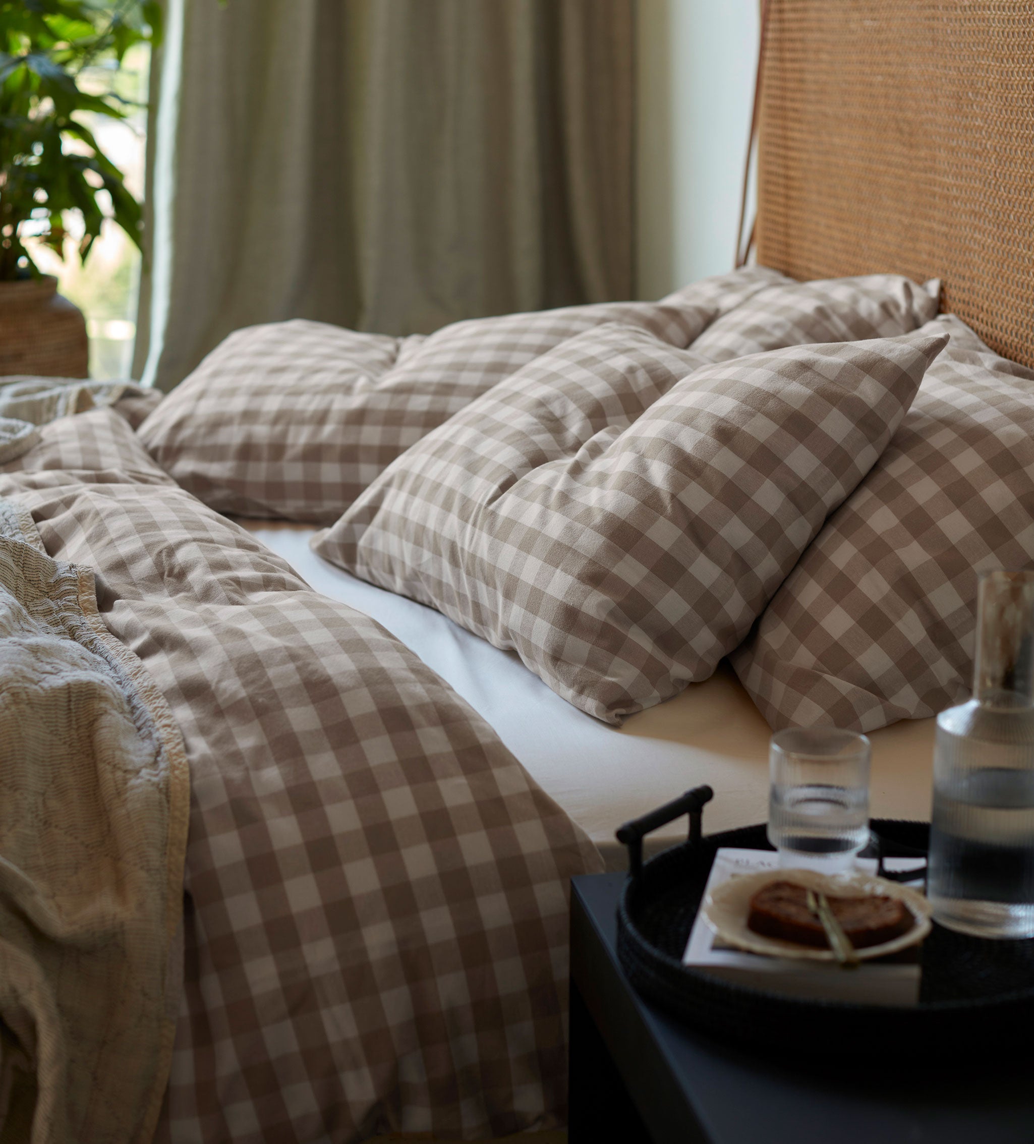 Natural Gilbert Gingham Brushed 100% Organic Cotton Duvet Cover
