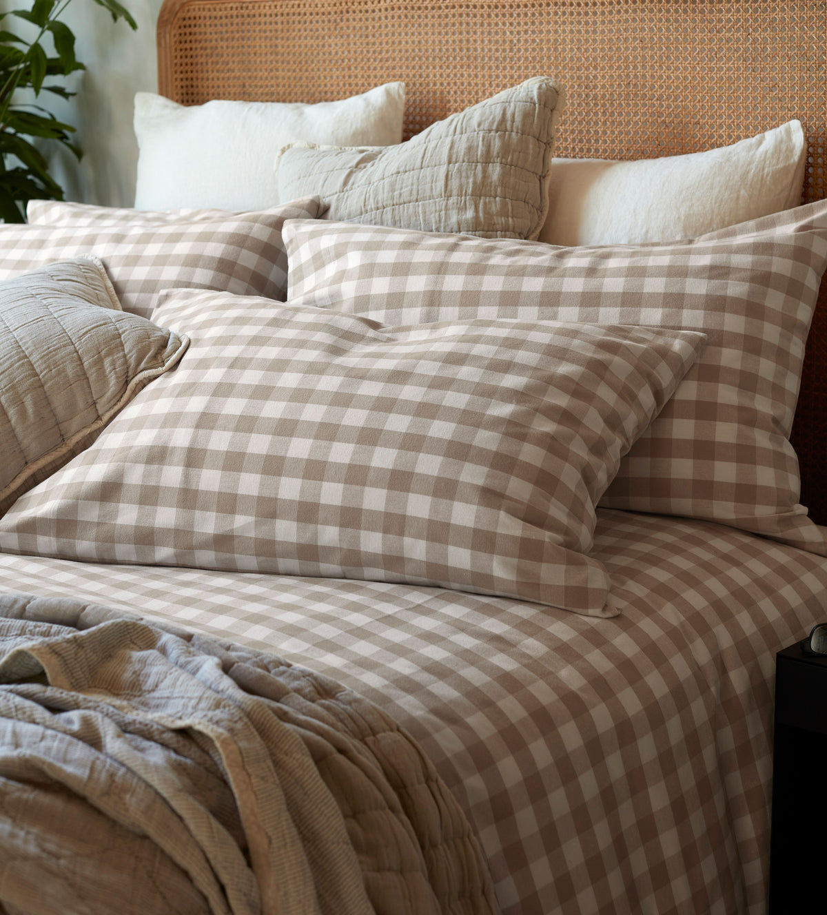 Natural Gilbert Gingham Brushed 100% Organic Cotton Pillowcase