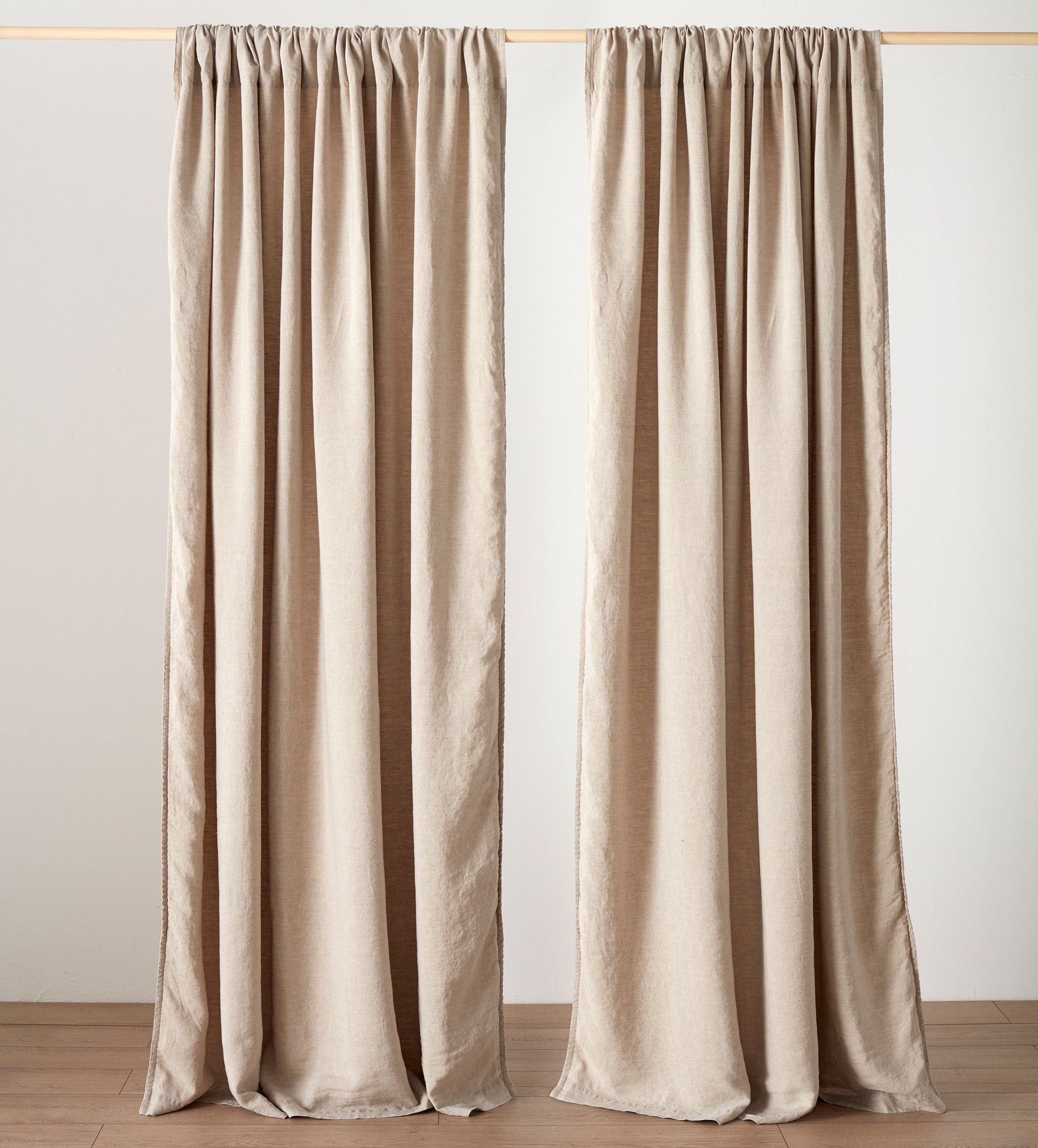 Natural 100 Linen Lined Loop Top Curtains (Pair) Secret Linen Store