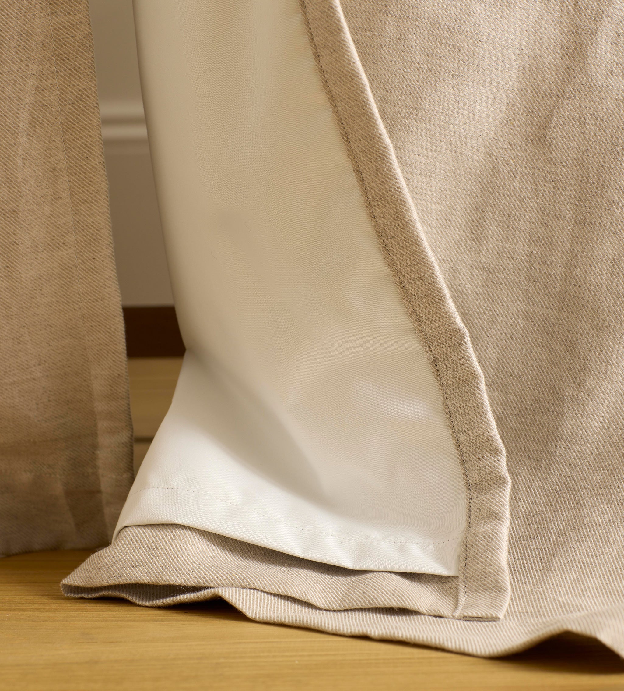 Natural Twill Cotton Linen Blackout Eyelet Curtains (Pair)