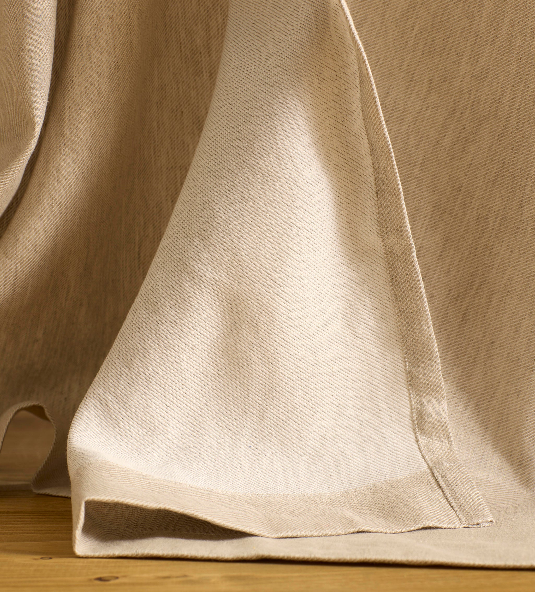 Natural Twill Cotton Linen Unlined Loop Top Curtains (Pair)