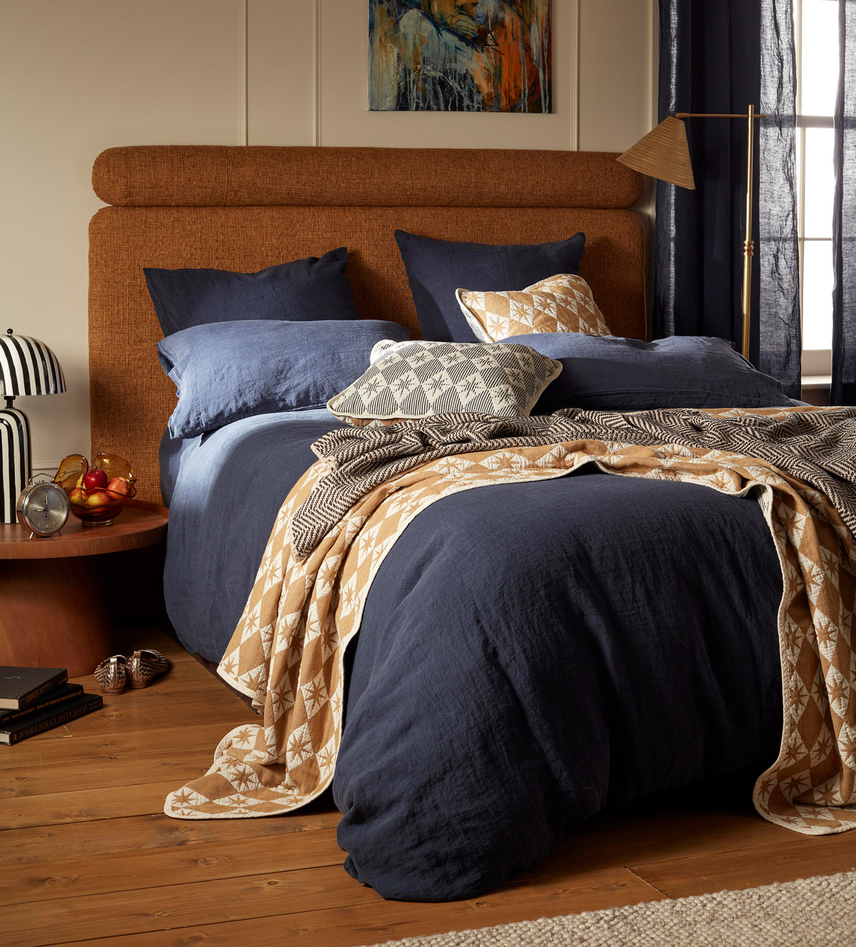 Navy Blue 100% Linen Duvet Cover