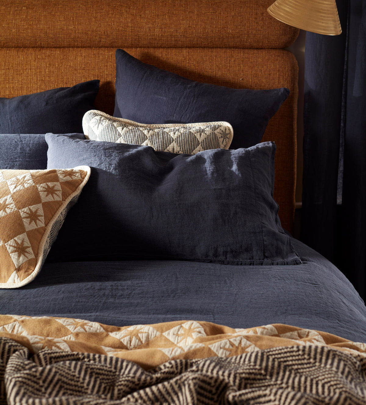 Navy Blue 100% Linen Duvet Cover