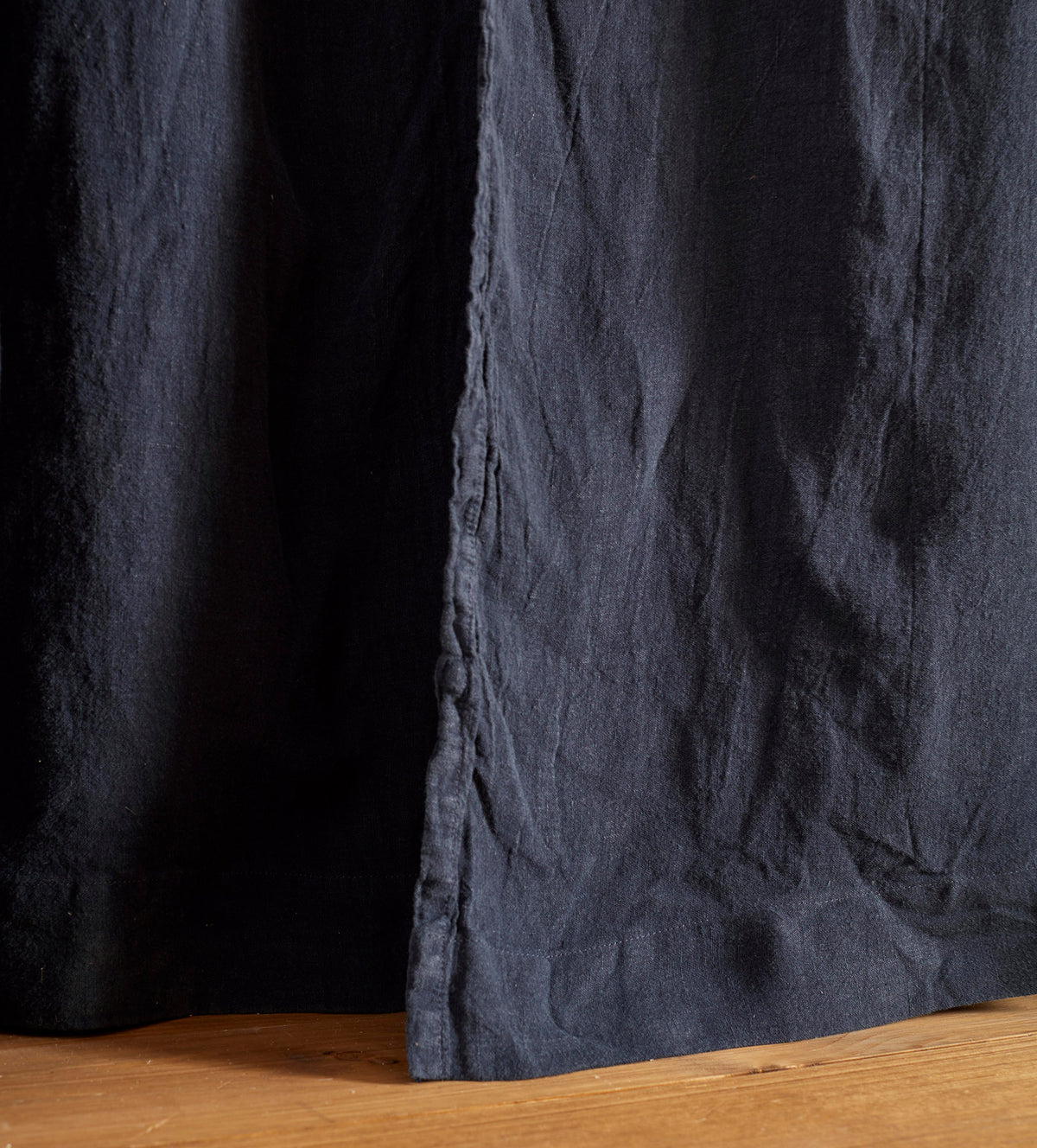 Navy Blue 100% Linen Loop Top Curtain (Single)