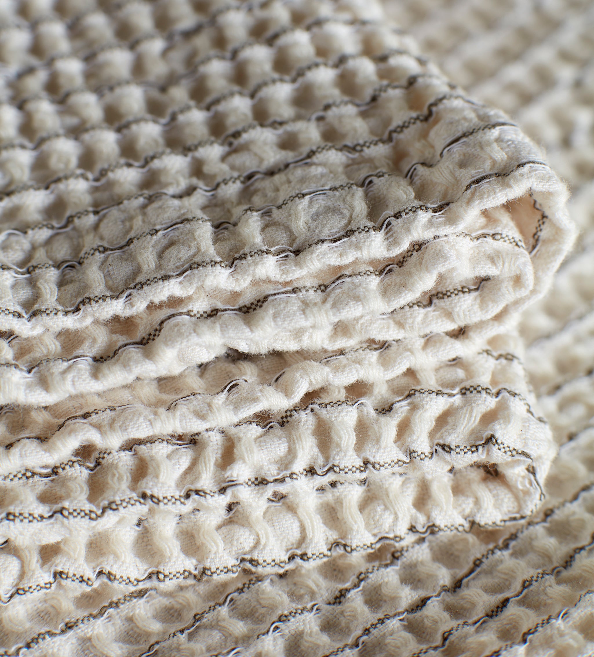Olive Stripe Waffle 100% Cotton Towels