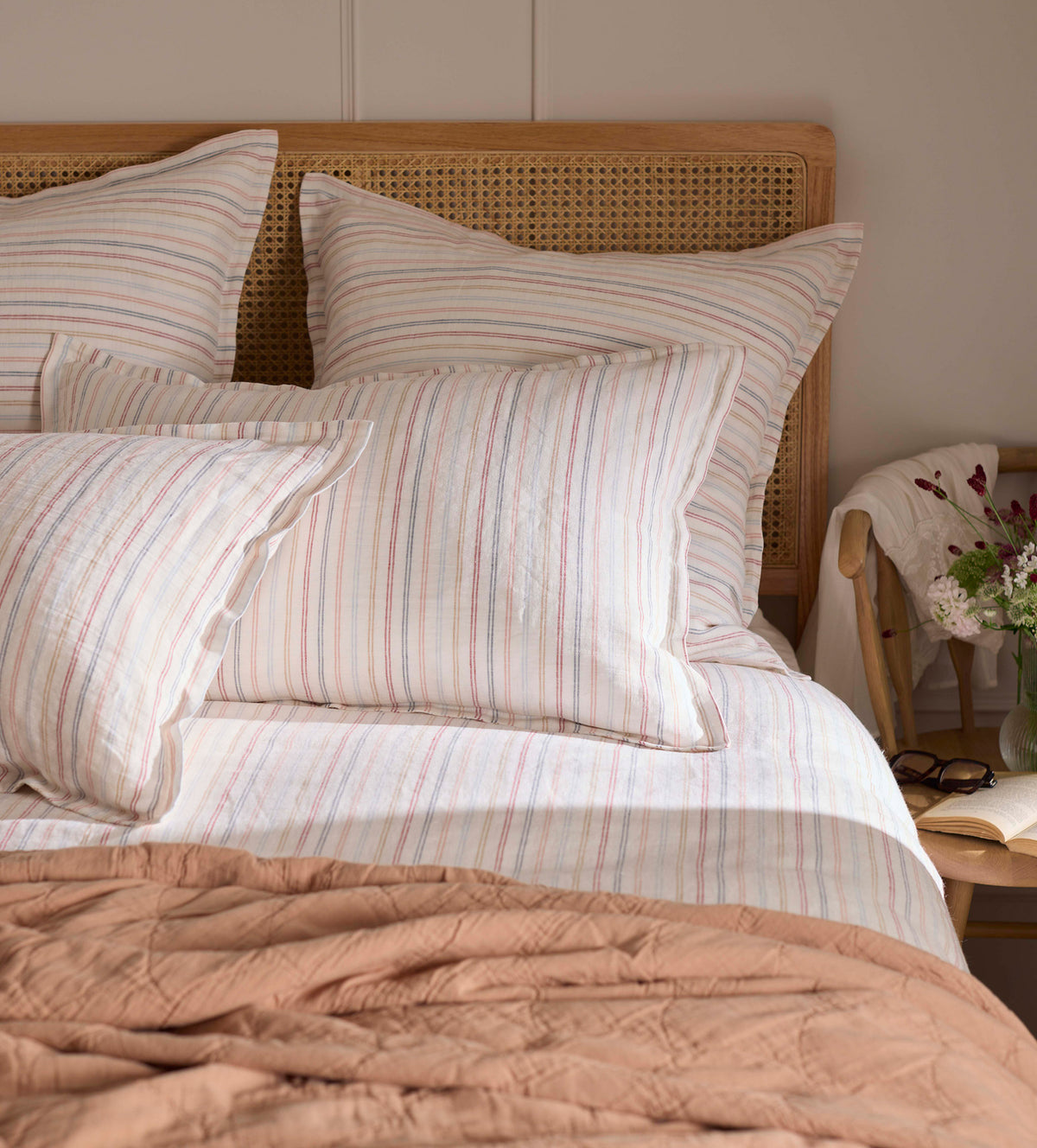 Olivia Stripe 100% Linen Pillowcase