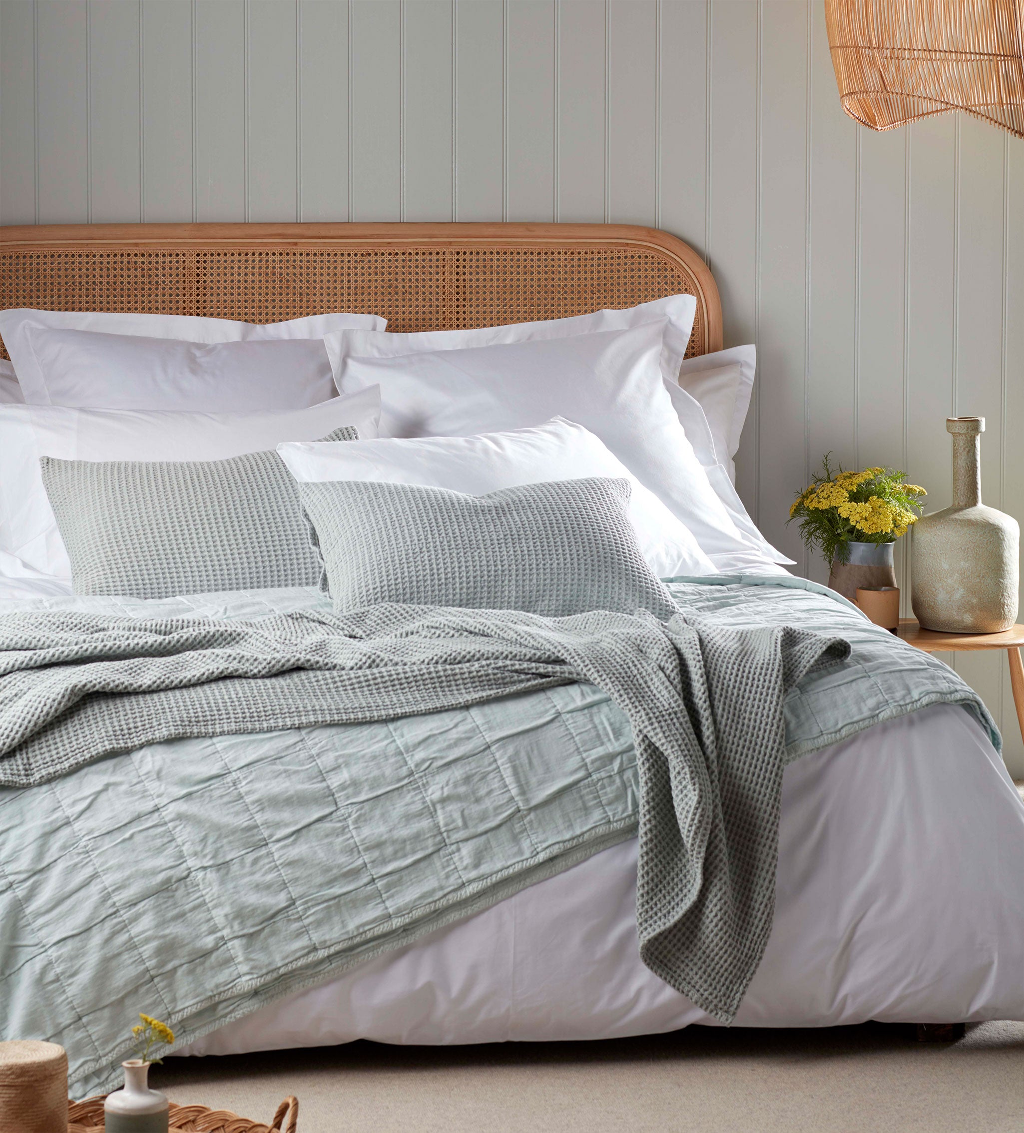 Sage Big Waffle 100% Cotton Cushion Cover