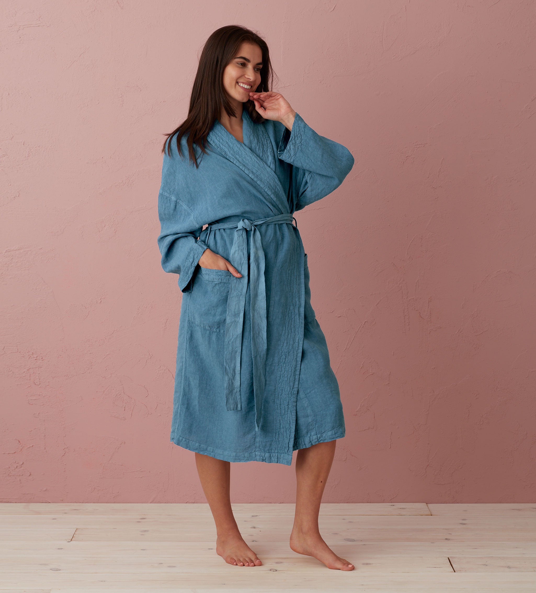 Peacock Layla 100 Linen Robe Small/Medium (UK 812) Secret Linen Store
