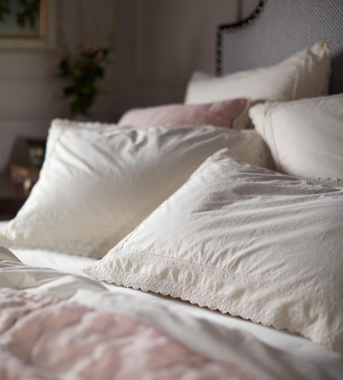 Pia Embroidered 100% Cotton Pillowcase