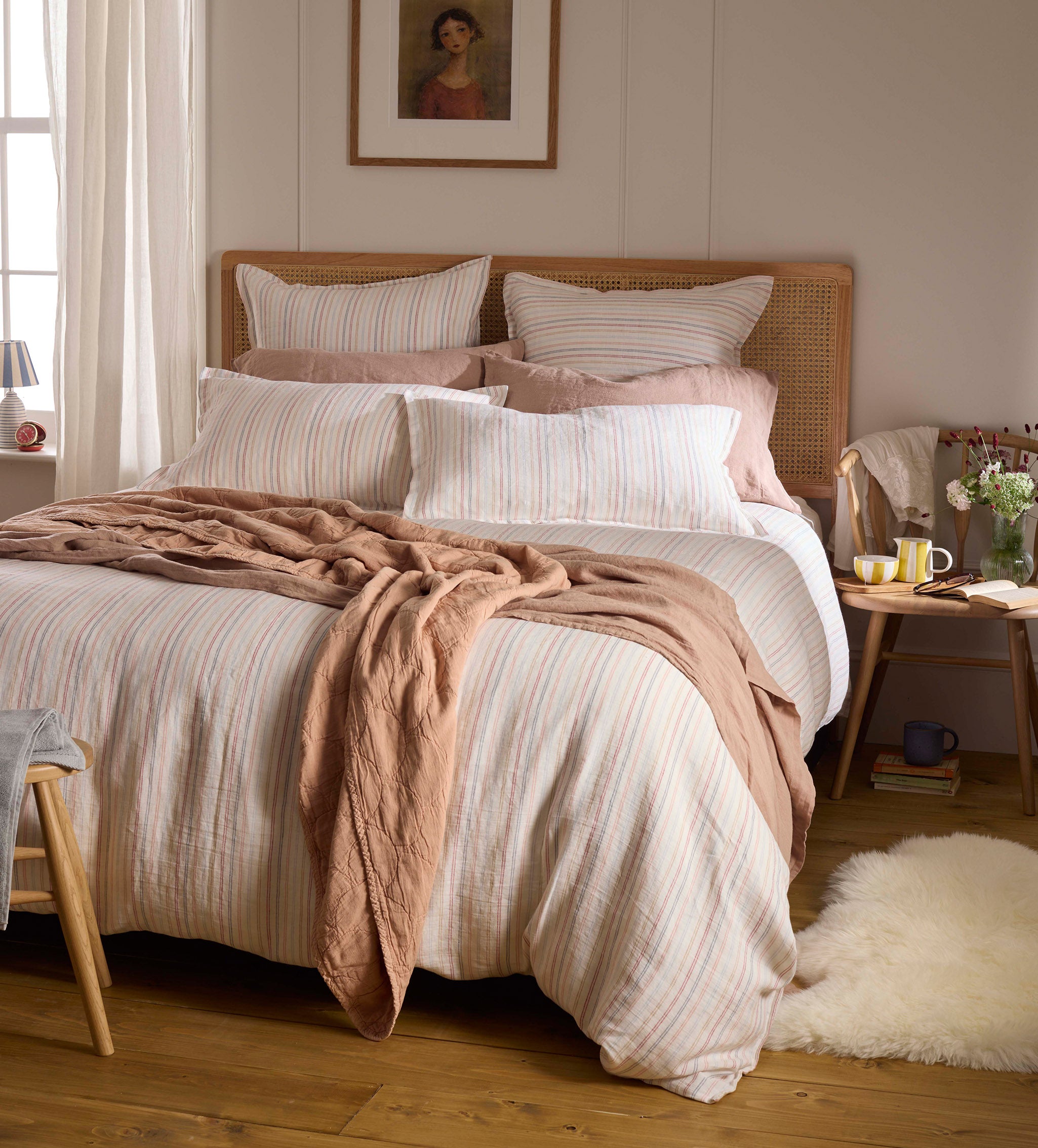 Plaster Pink Milo 100% Cotton Quilted Throw