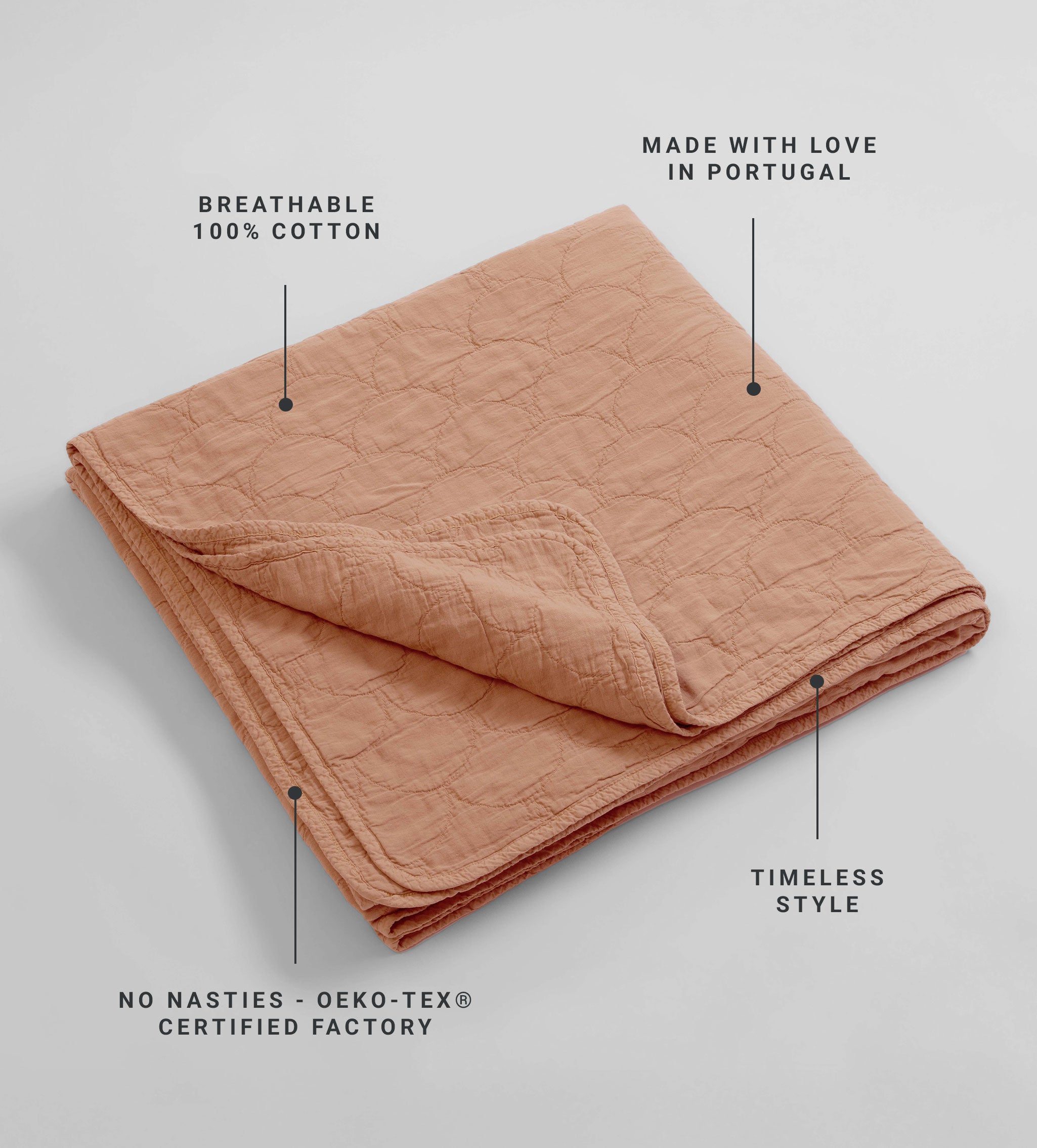 Plaster Pink Milo 100% Cotton Quilted Throw