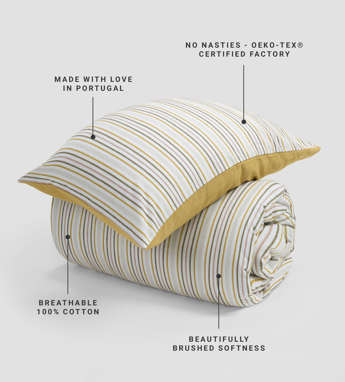 Polly Stripe Brushed 100% Organic Cotton Pillowcase