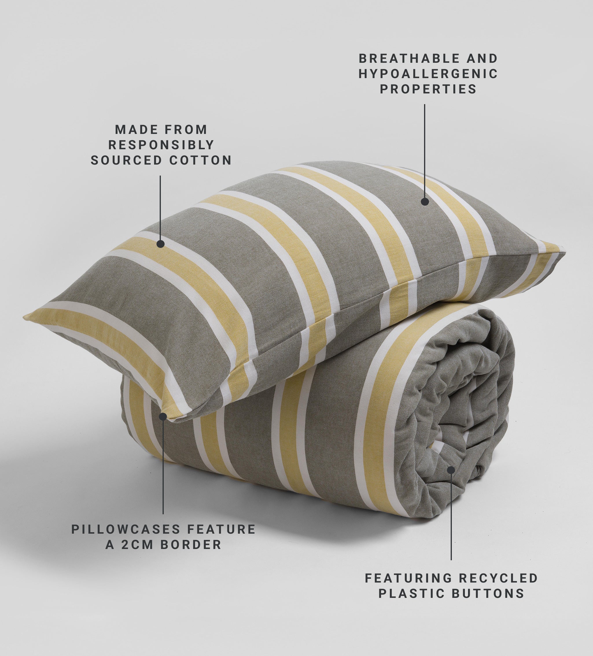 Sadie Stripe 100% Organic Cotton Duvet Cover